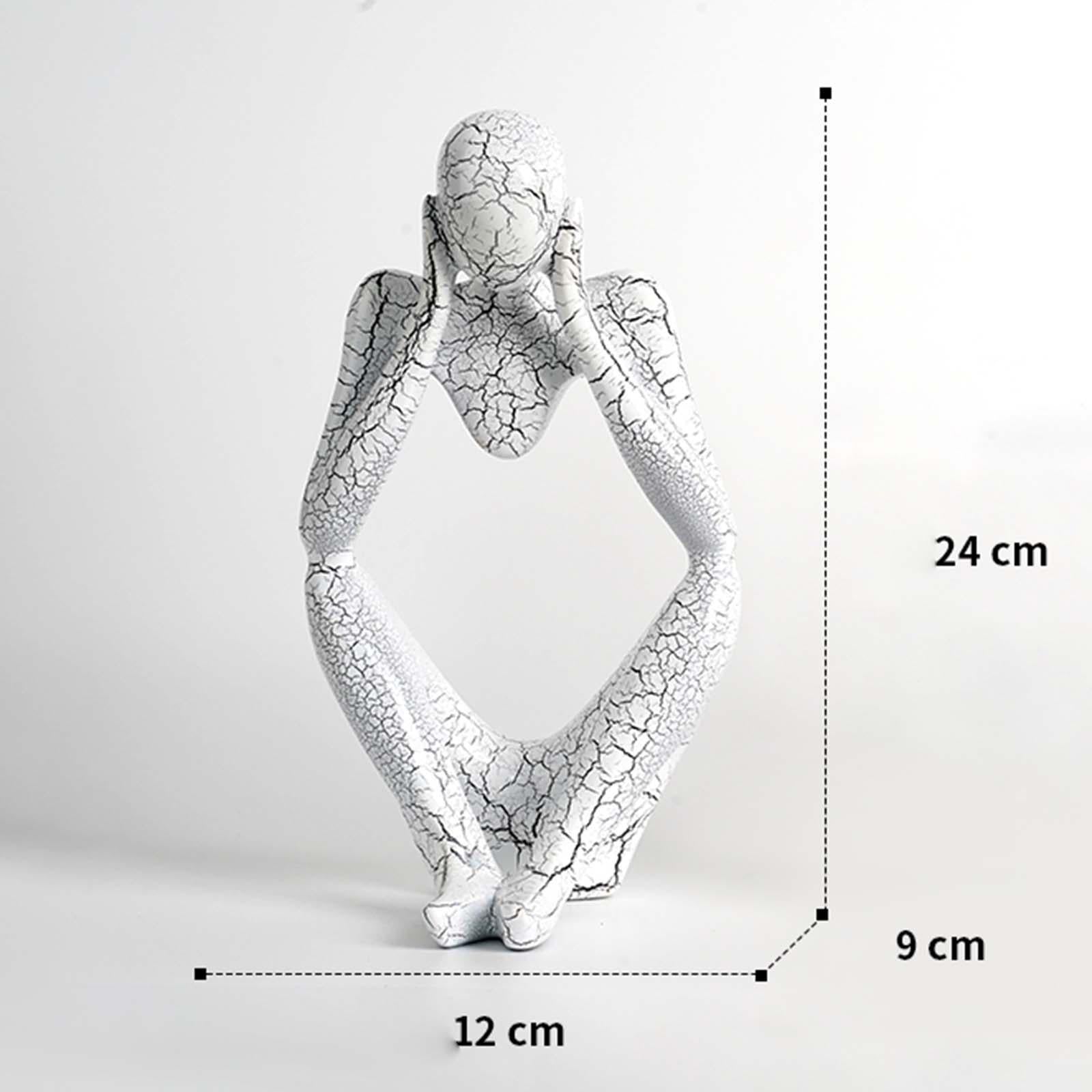 Modern Abstract Thinker Statue Collectible for Home Living Room Decoration White L