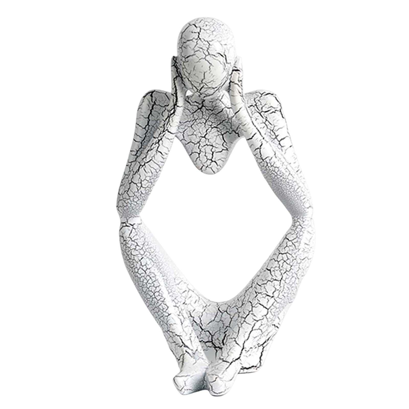 Modern Abstract Thinker Statue Collectible for Home Living Room Decoration White L