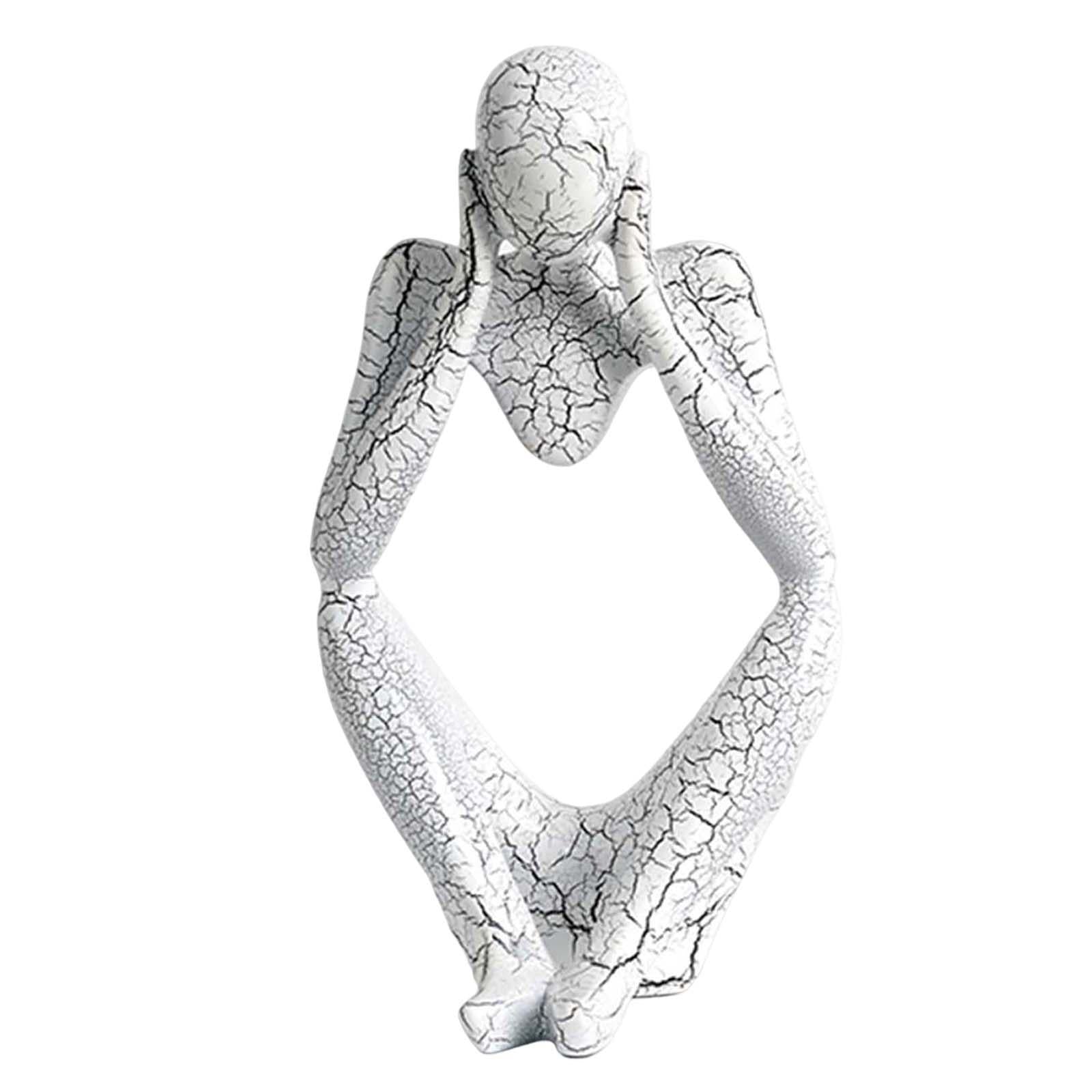 Modern Abstract Thinker Statue Collectible for Home Living Room Decoration White L