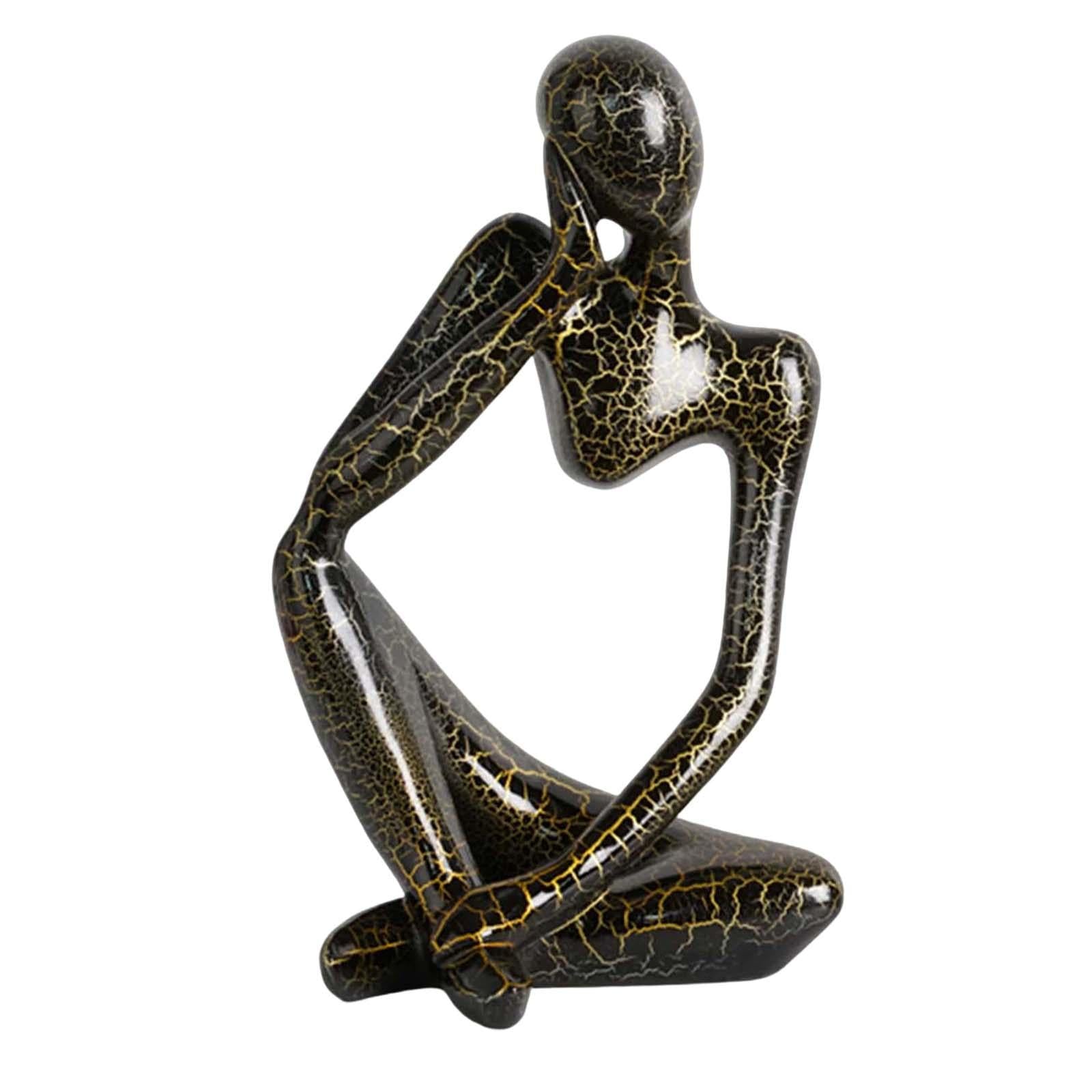 Modern Abstract Thinker Statue Collectible for Home Living Room Decoration Black Left S