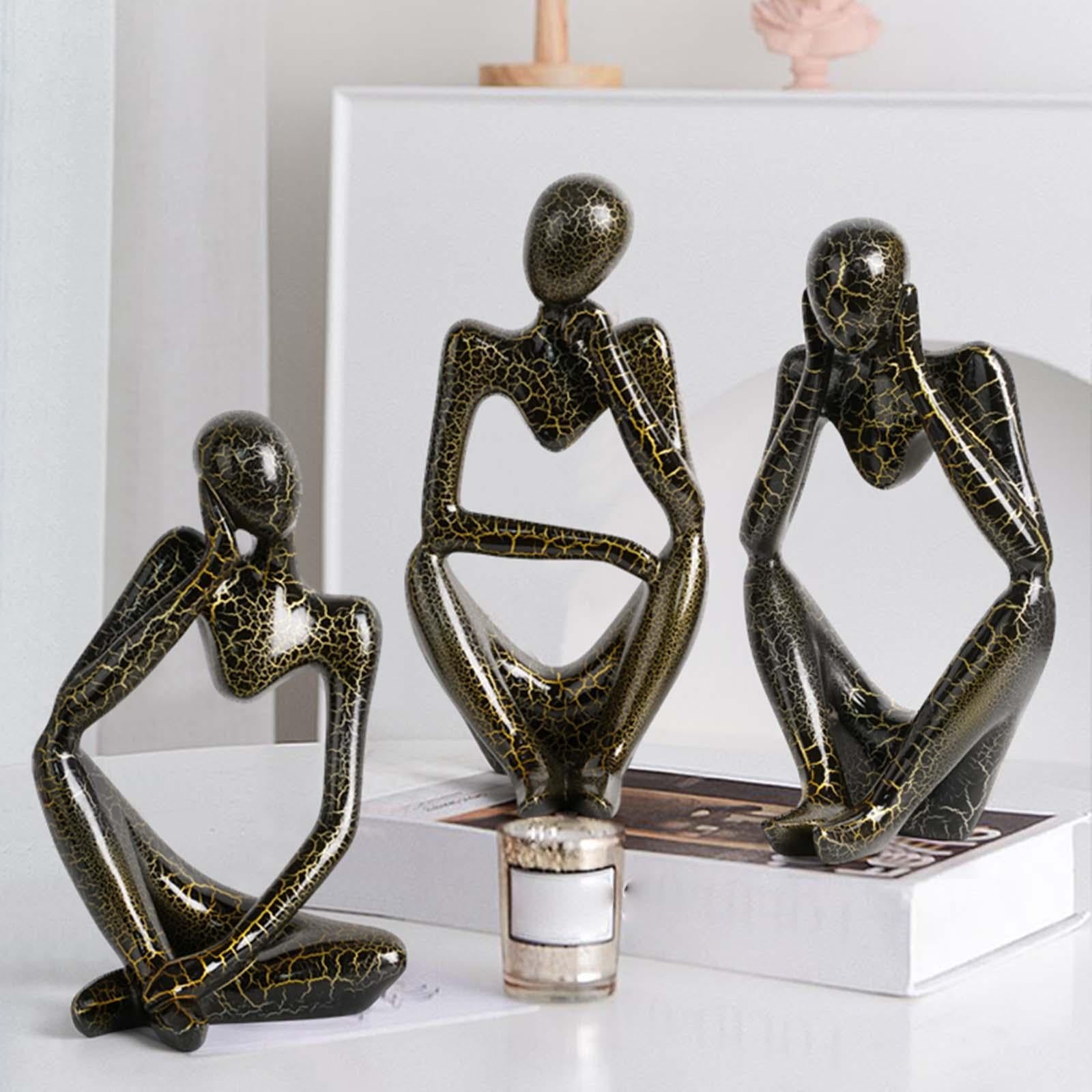 Modern Abstract Thinker Statue Collectible for Home Living Room Decoration Right Black S