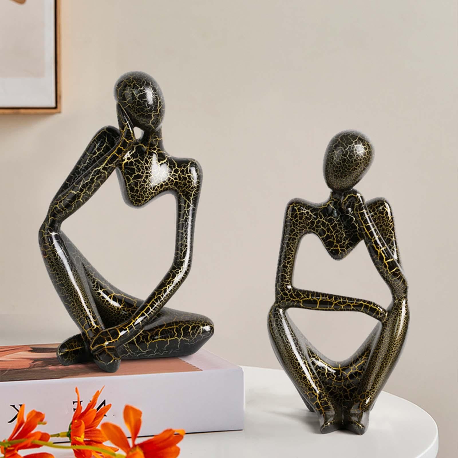 Modern Abstract Thinker Statue Collectible for Home Living Room Decoration Right Black S