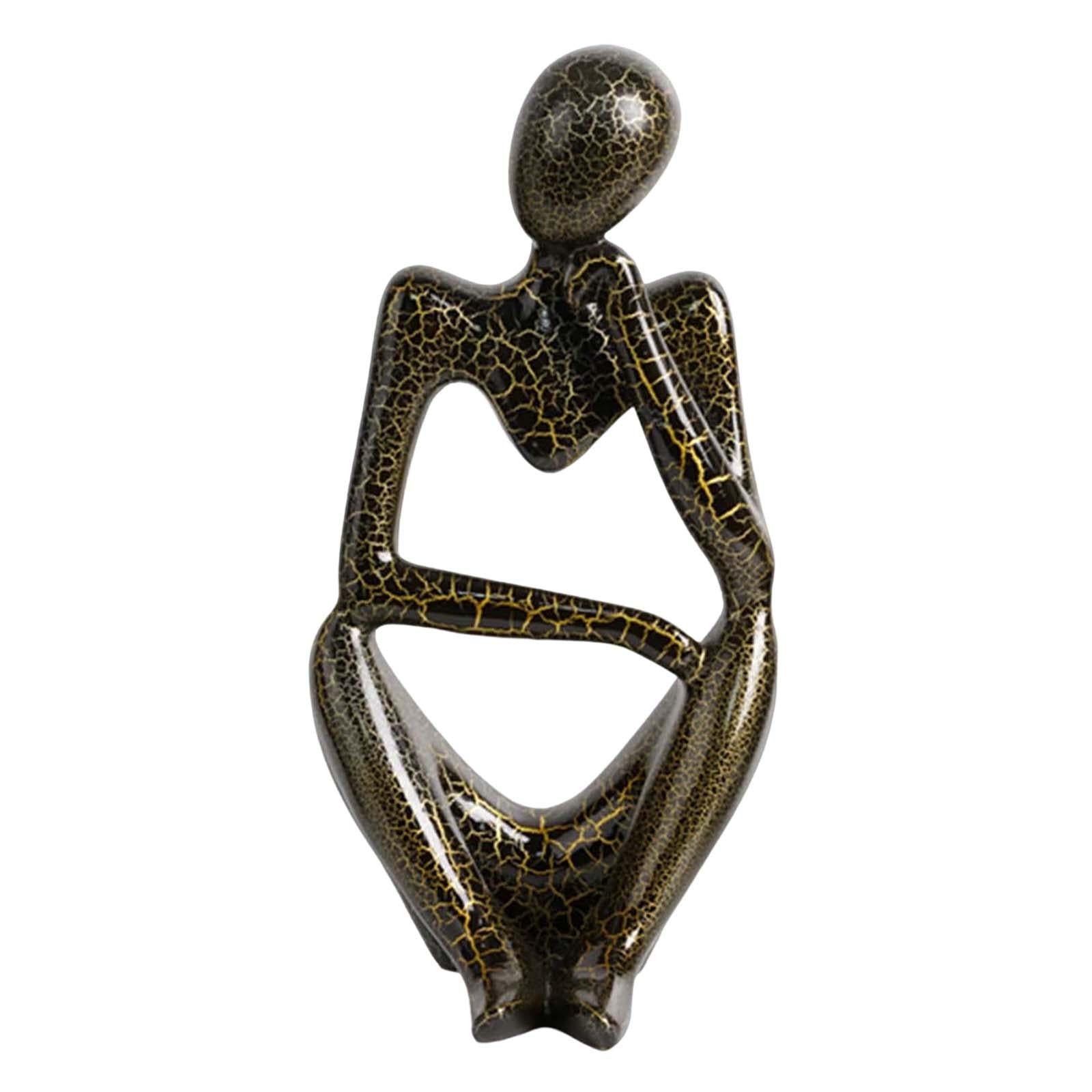 Modern Abstract Thinker Statue Collectible for Home Living Room Decoration Right Black S