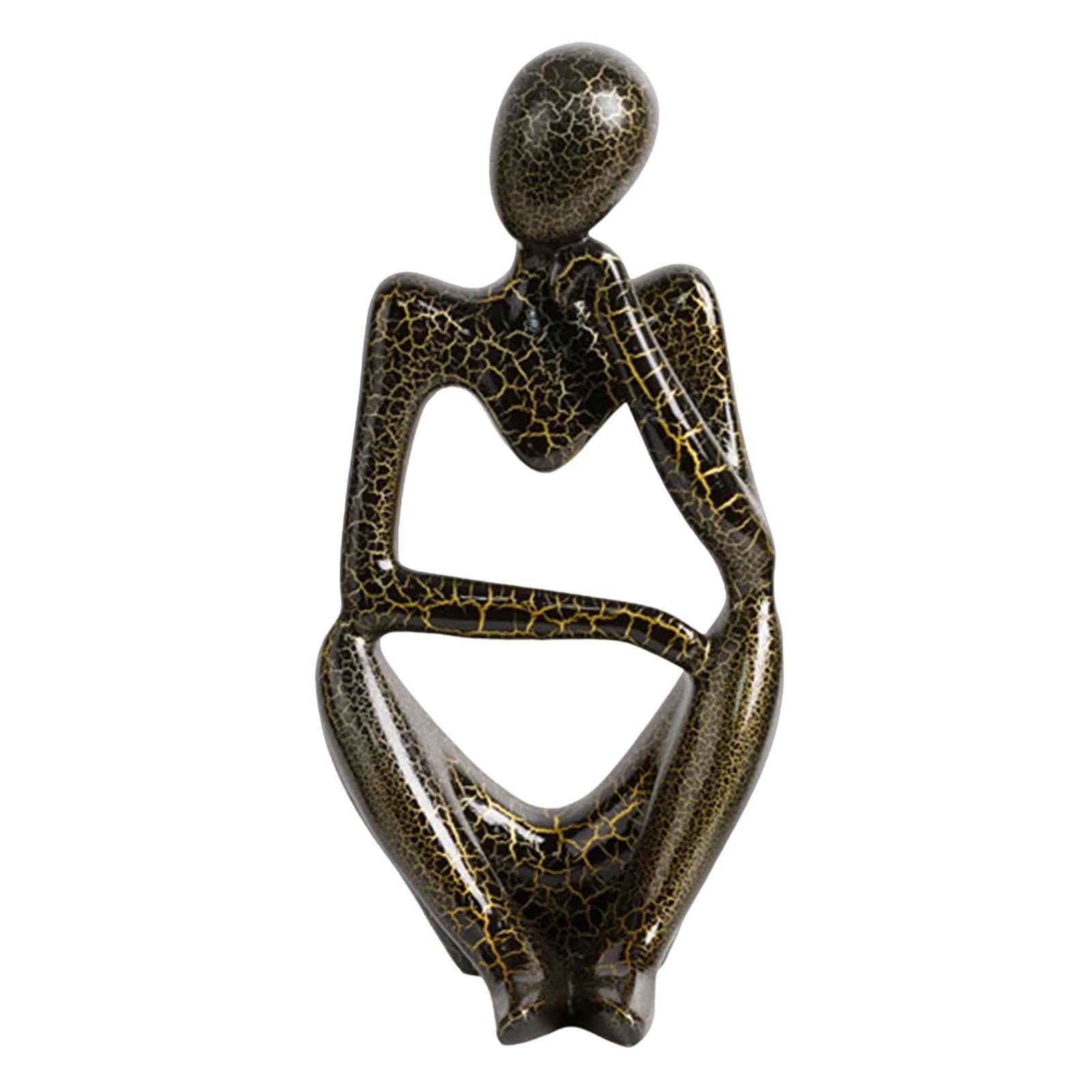 Modern Abstract Thinker Statue Collectible for Home Living Room Decoration Right Black S
