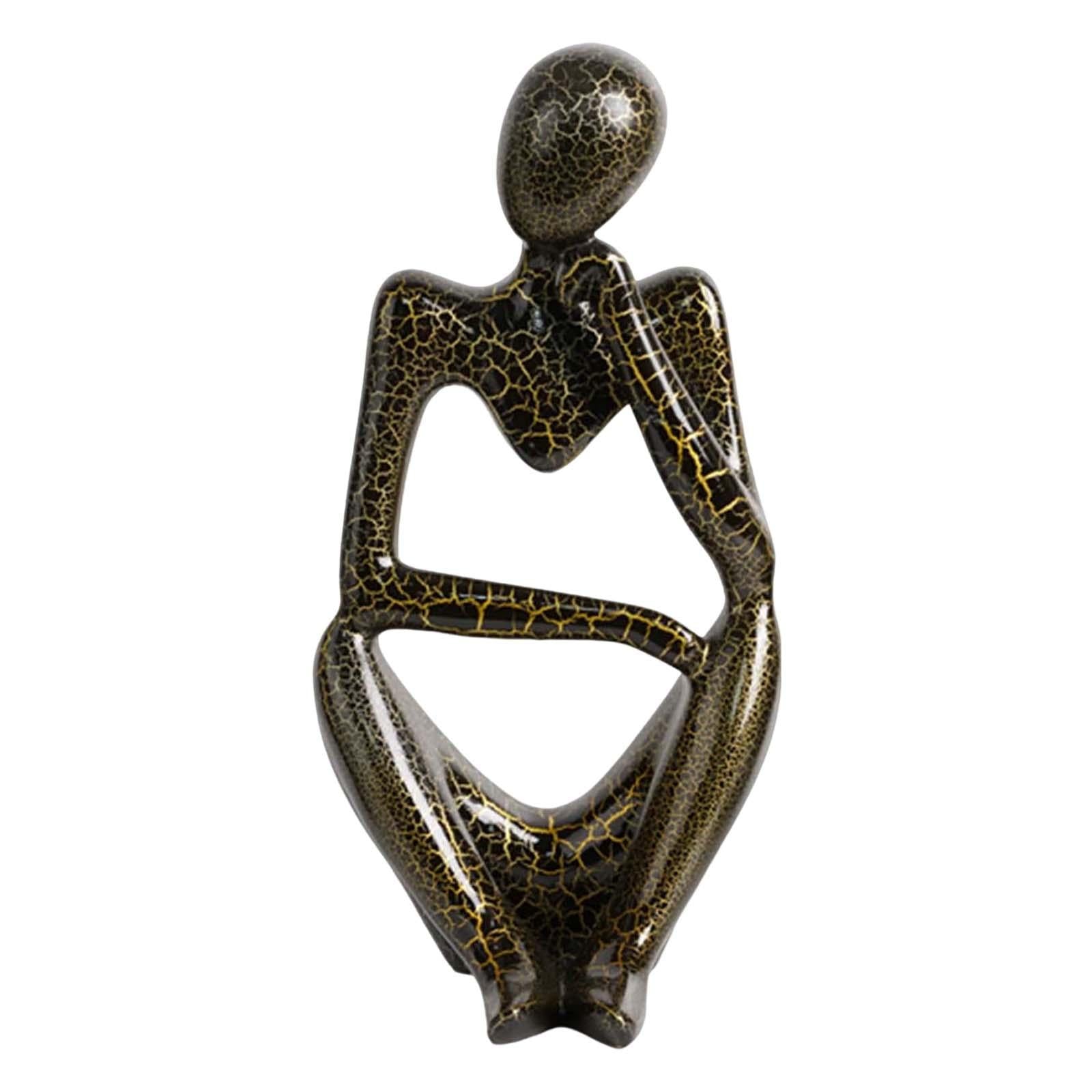Modern Abstract Thinker Statue Collectible for Home Living Room Decoration Right Black S
