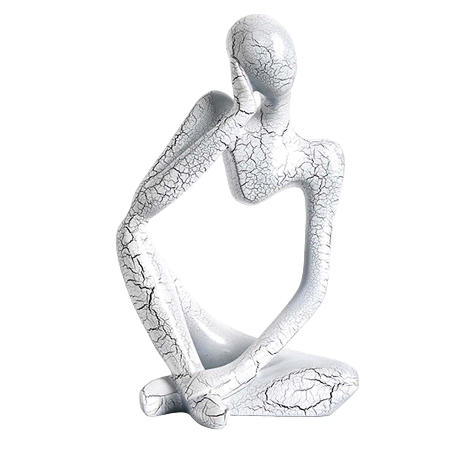 Modern Abstract Thinker Statue Collectible for Home Living Room Decoration White Left S