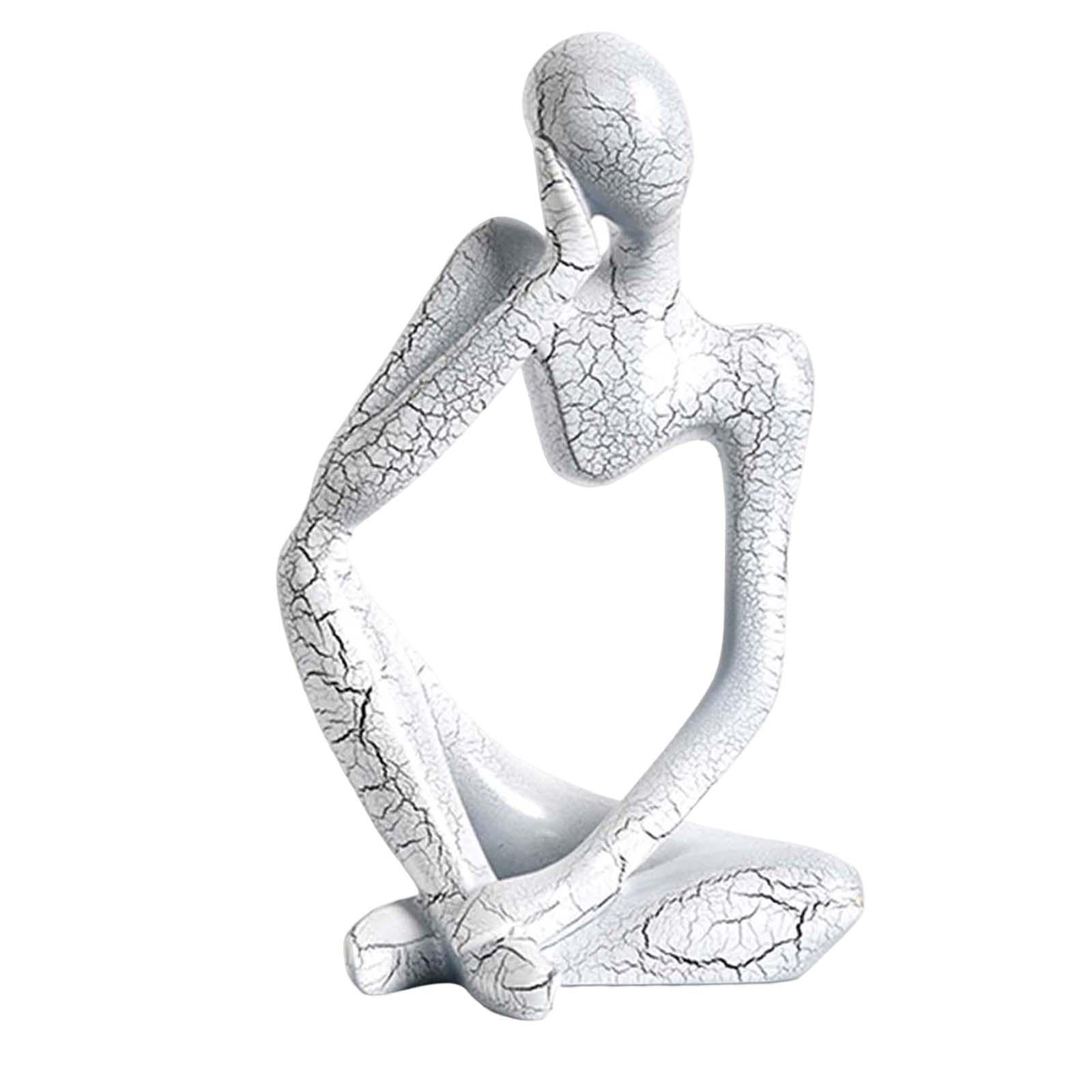 Modern Abstract Thinker Statue Collectible for Home Living Room Decoration White Left S