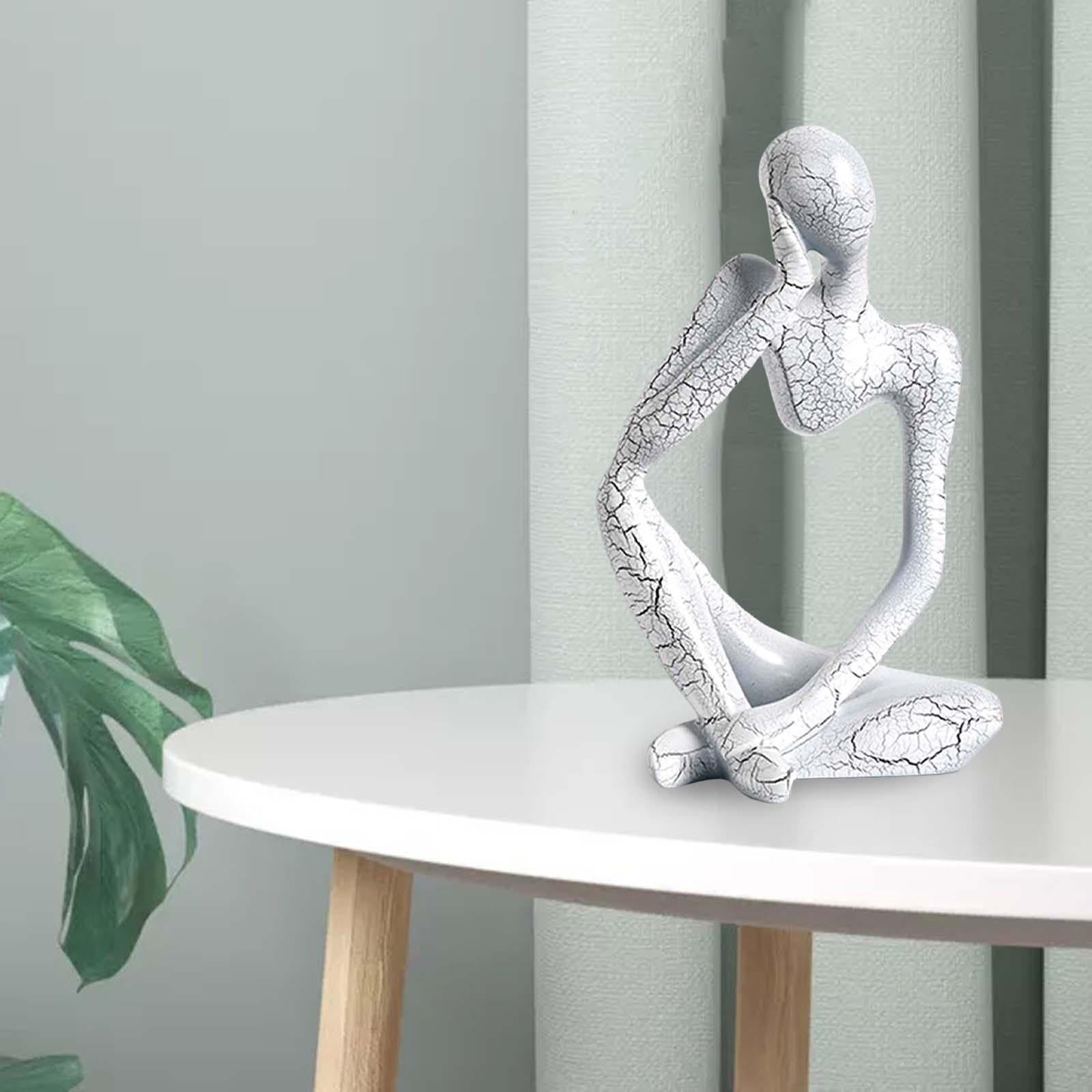 Modern Abstract Thinker Statue Collectible for Home Living Room Decoration White Left S