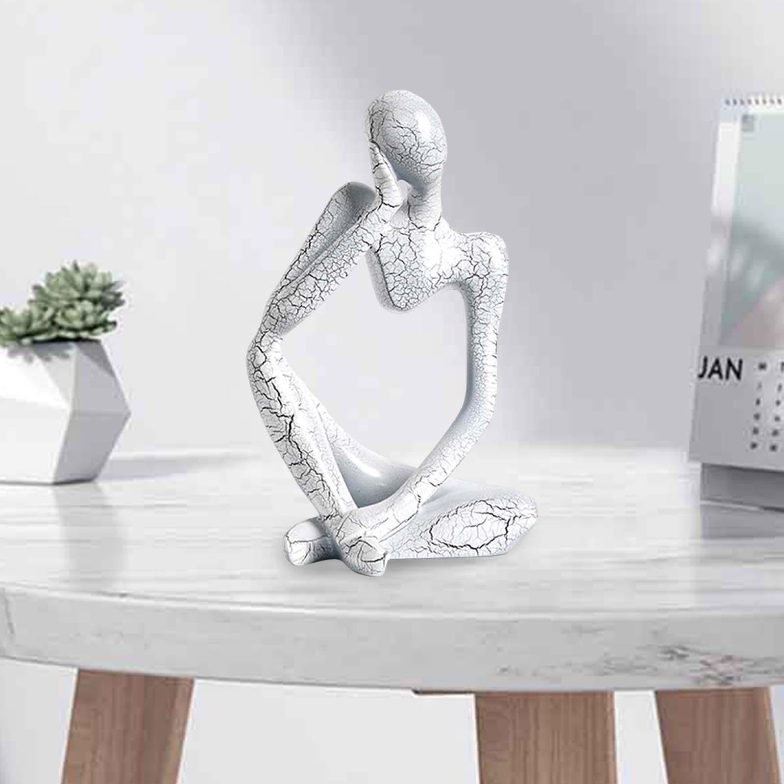 Modern Abstract Thinker Statue Collectible for Home Living Room Decoration White Left S