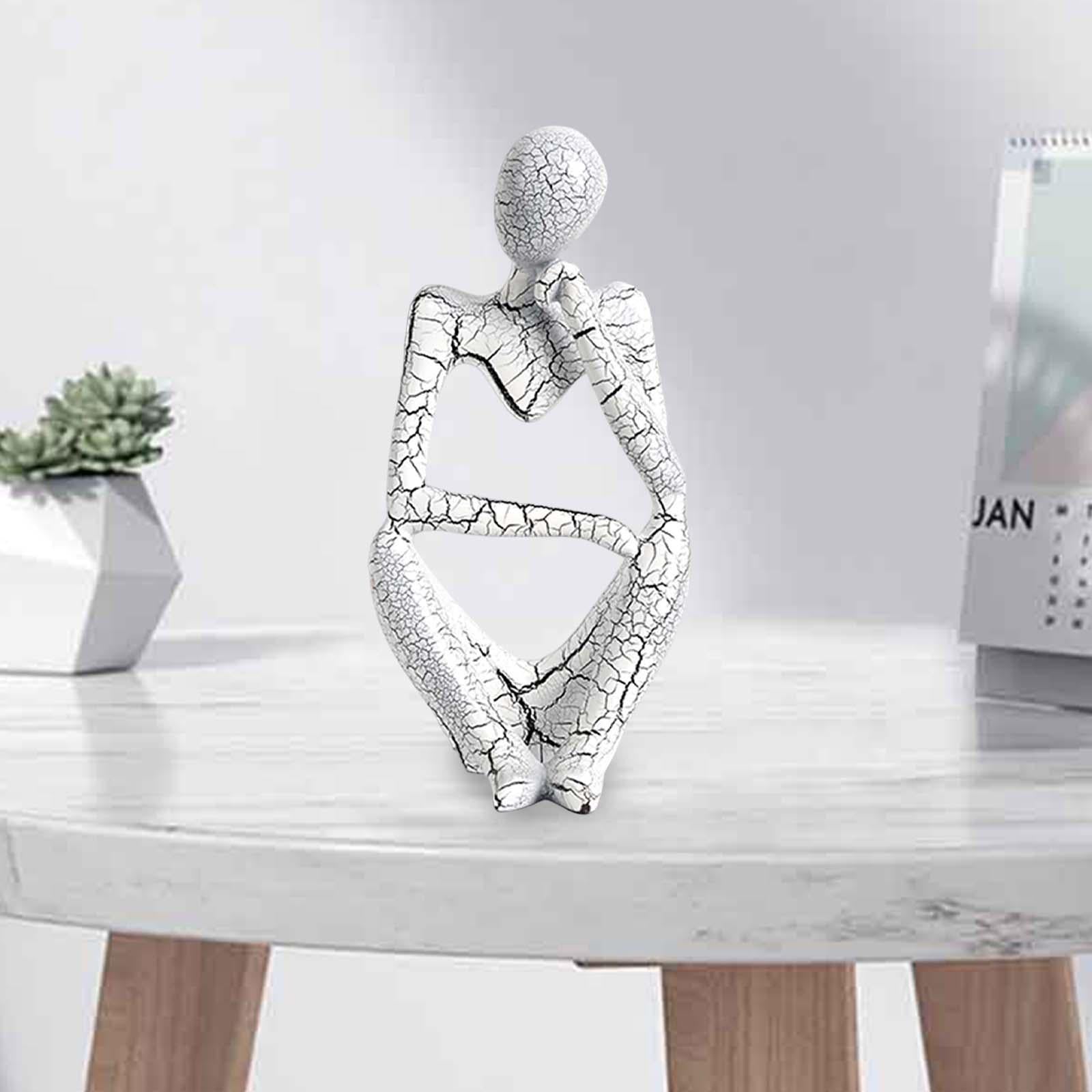 Modern Abstract Thinker Statue Collectible for Home Living Room Decoration White Right S