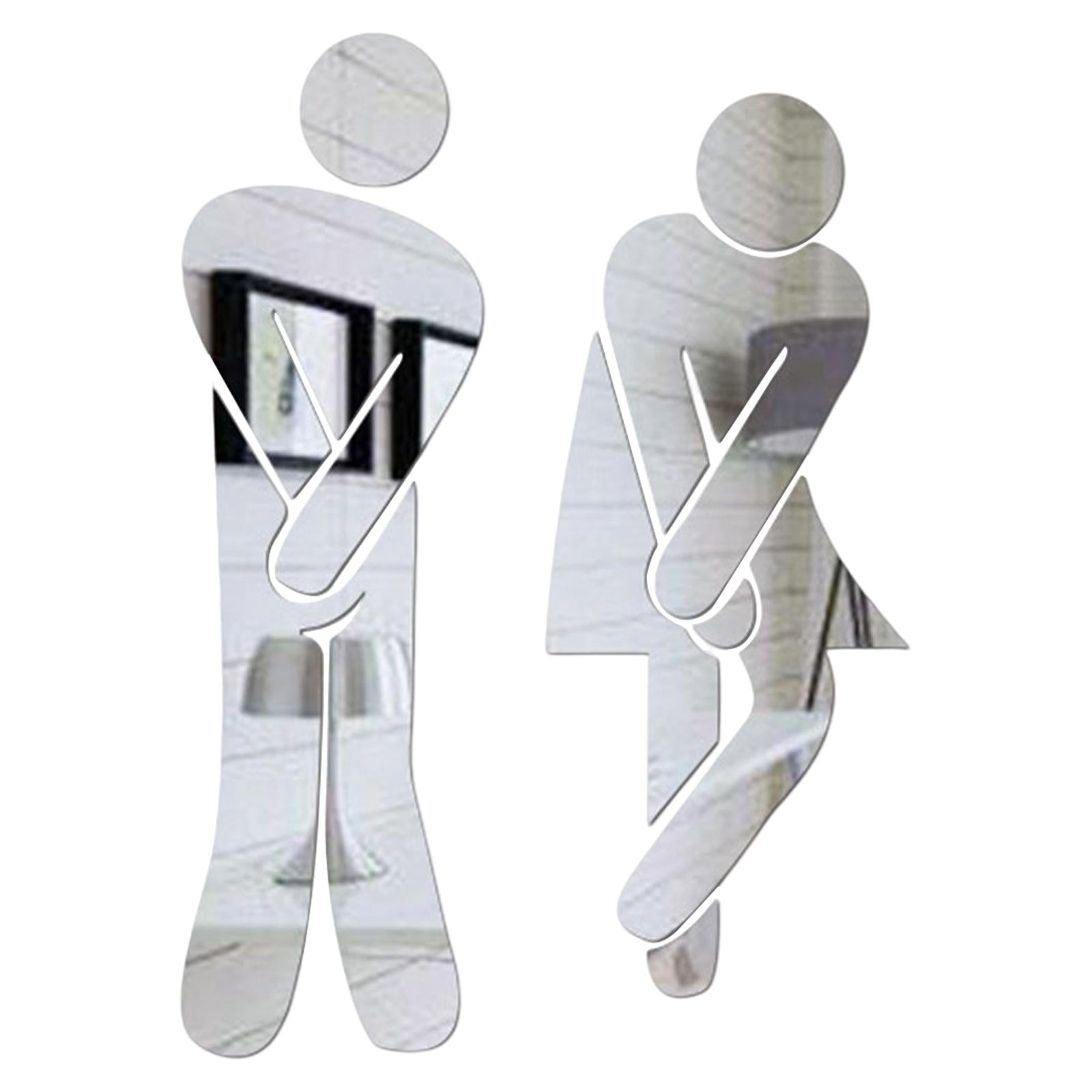 Men's & Women's Restroom Signs 1Pair Symbols for Bar Commercial Business Silver
