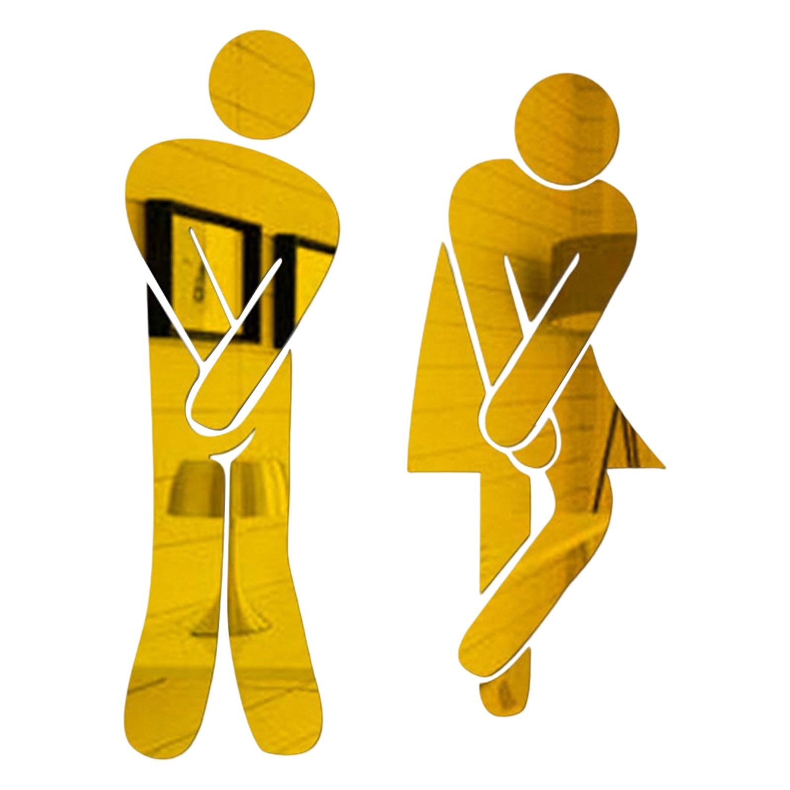 Men's & Women's Restroom Signs 1Pair Symbols for Bar Commercial Business Golden