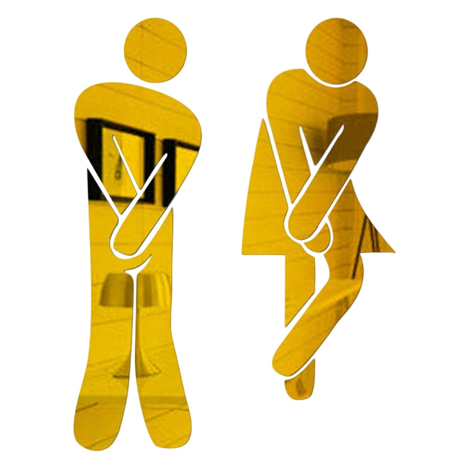Men's & Women's Restroom Signs 1Pair Symbols for Bar Commercial Business Golden