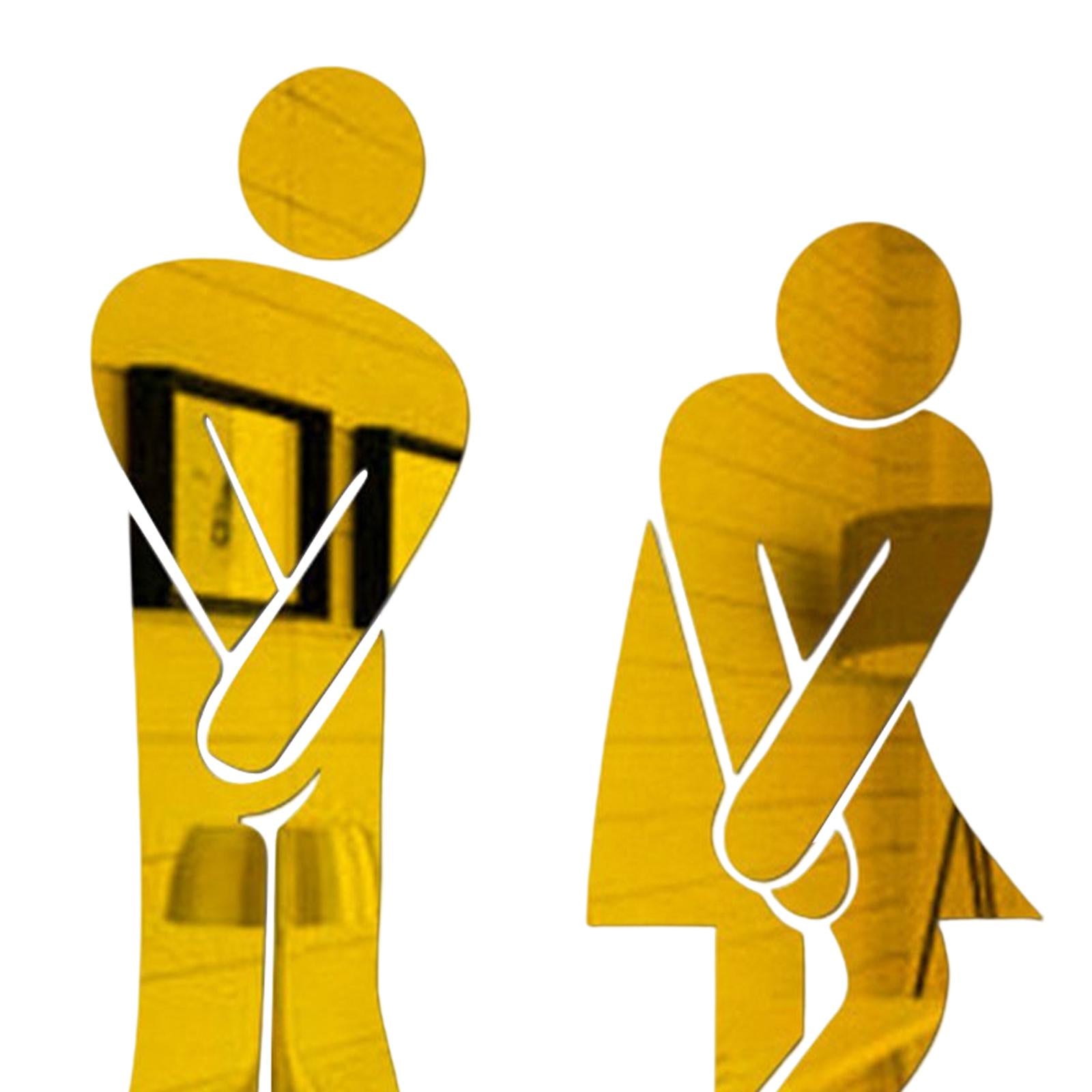 Men's & Women's Restroom Signs 1Pair Symbols for Bar Commercial Business Golden