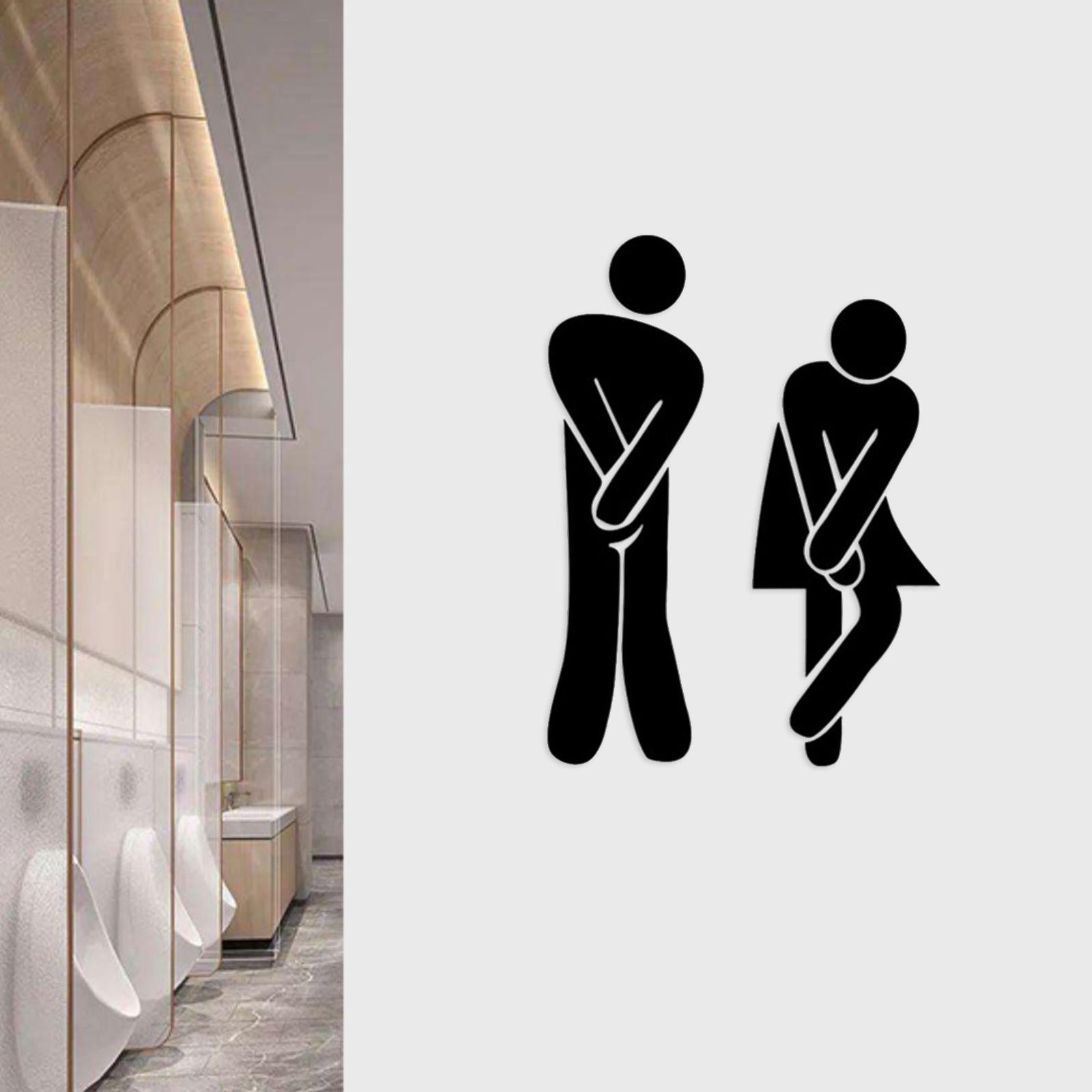 Men's & Women's Restroom Signs 1Pair Symbols for Bar Commercial Business Black