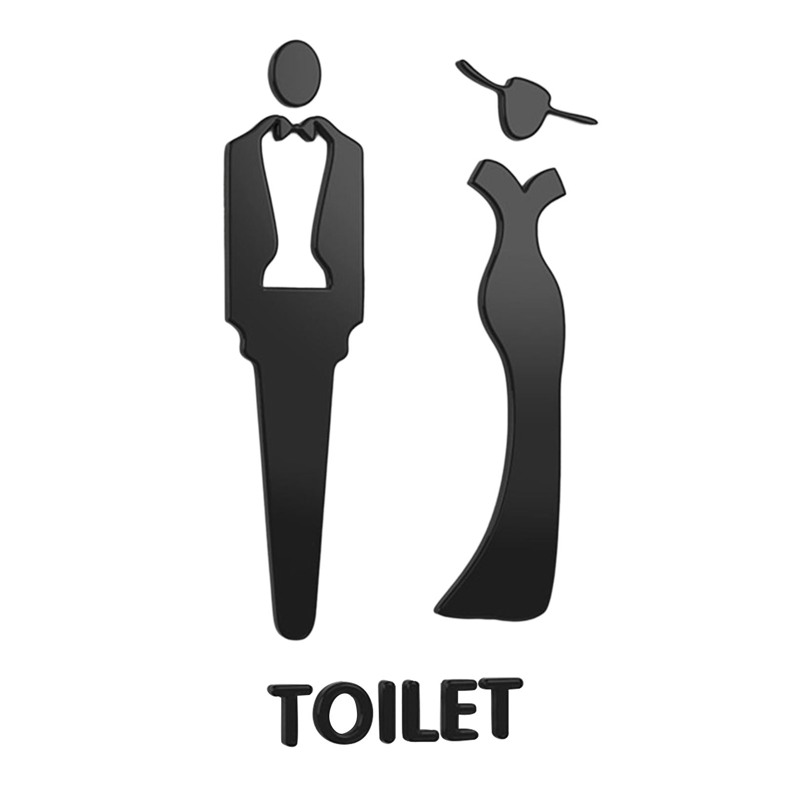 Male and Female Bathroom Door Signage Decor Unisex Acrylic for Business Black