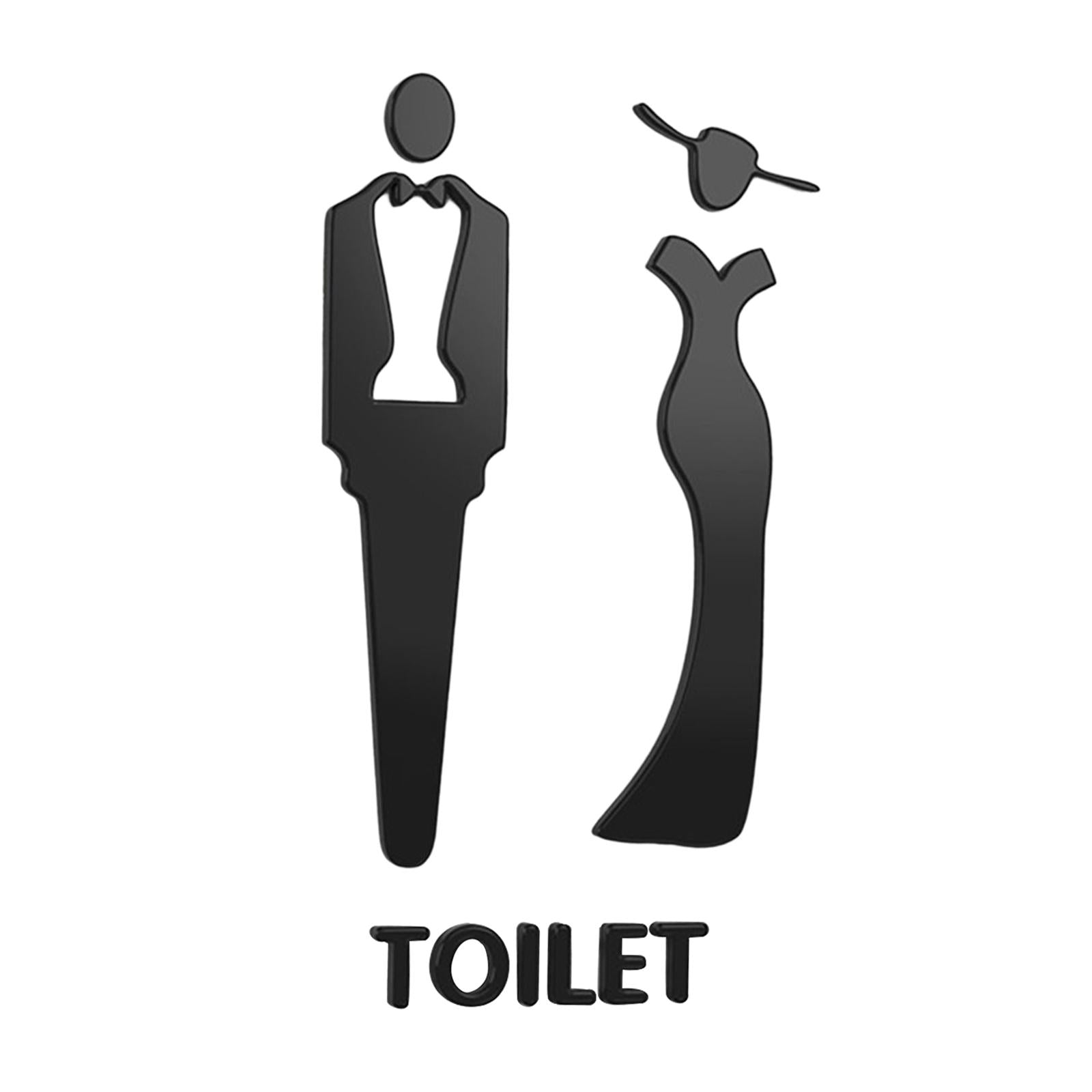 Male and Female Bathroom Door Signage Decor Unisex Acrylic for Business Black