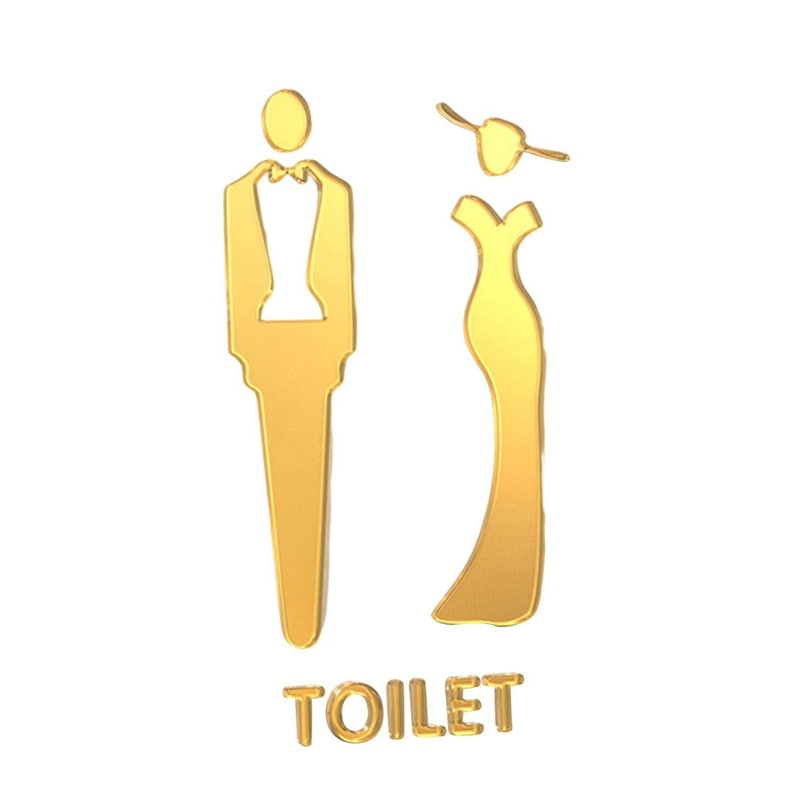 Male and Female Bathroom Door Signage Decor Unisex Acrylic for Business Golden