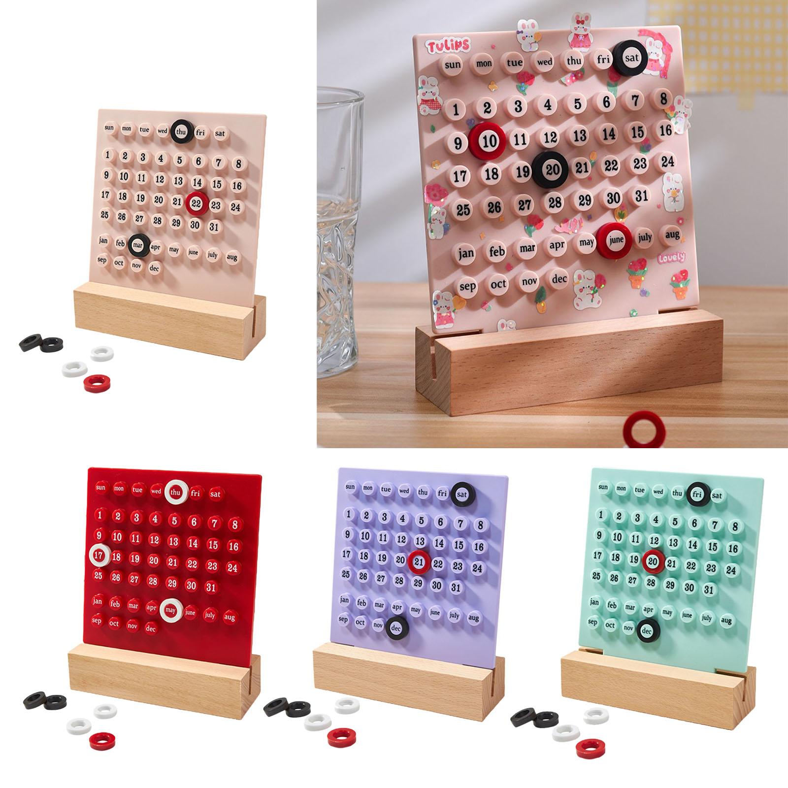 Desk Calendar Ornaments Educational Toy Desktop Date Planner Montessori Pink