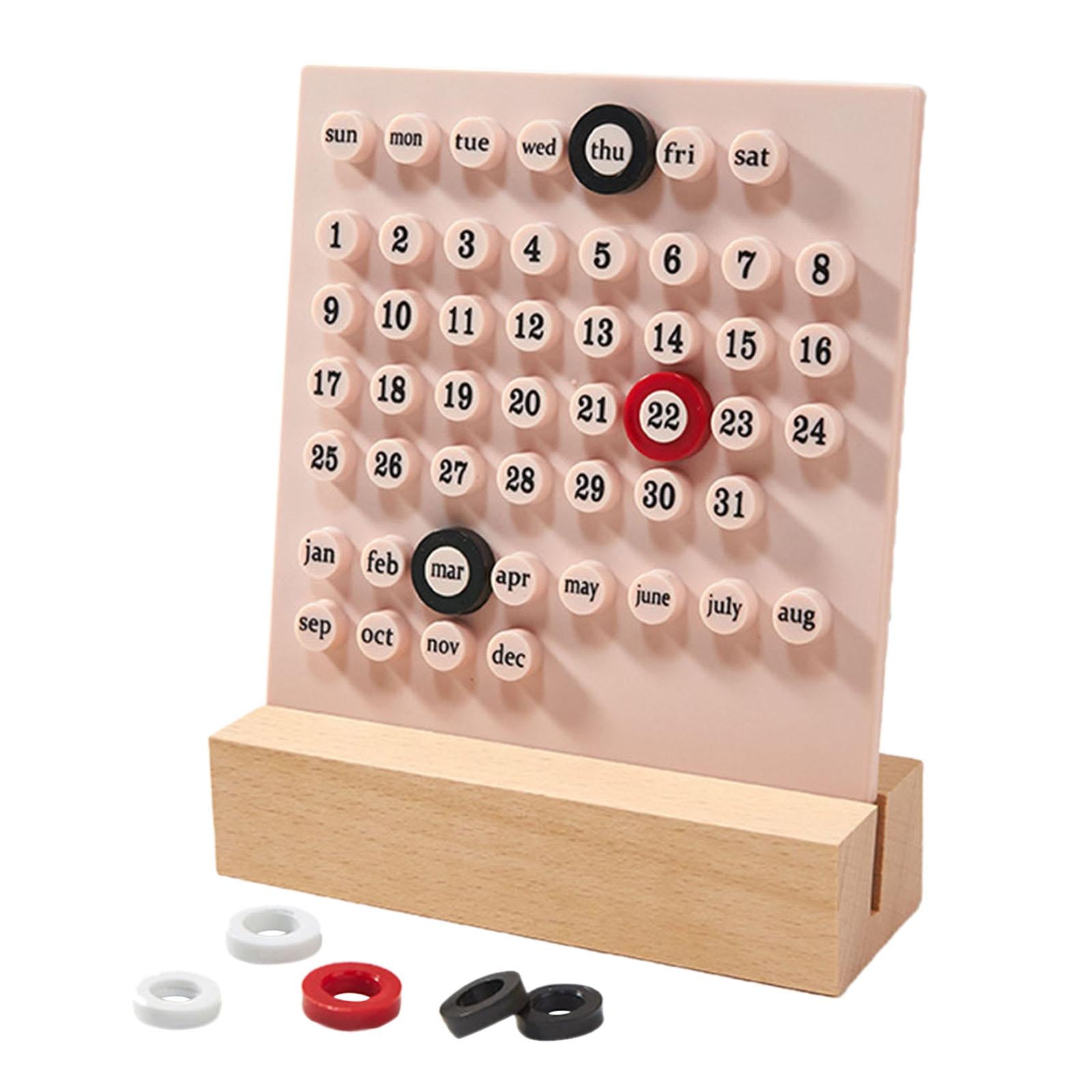 Desk Calendar Ornaments Educational Toy Desktop Date Planner Montessori Pink