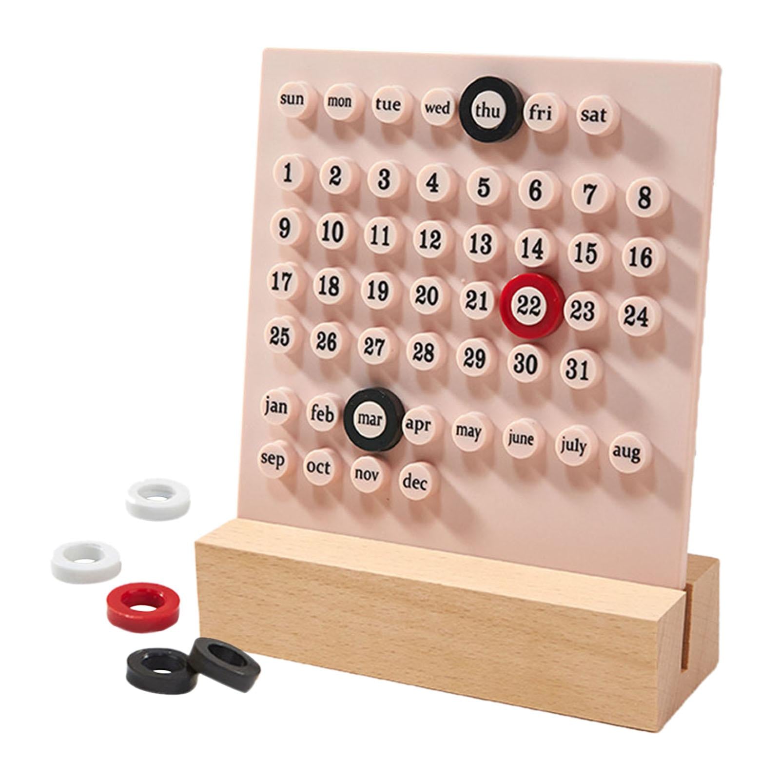 Desk Calendar Ornaments Educational Toy Desktop Date Planner Montessori Pink