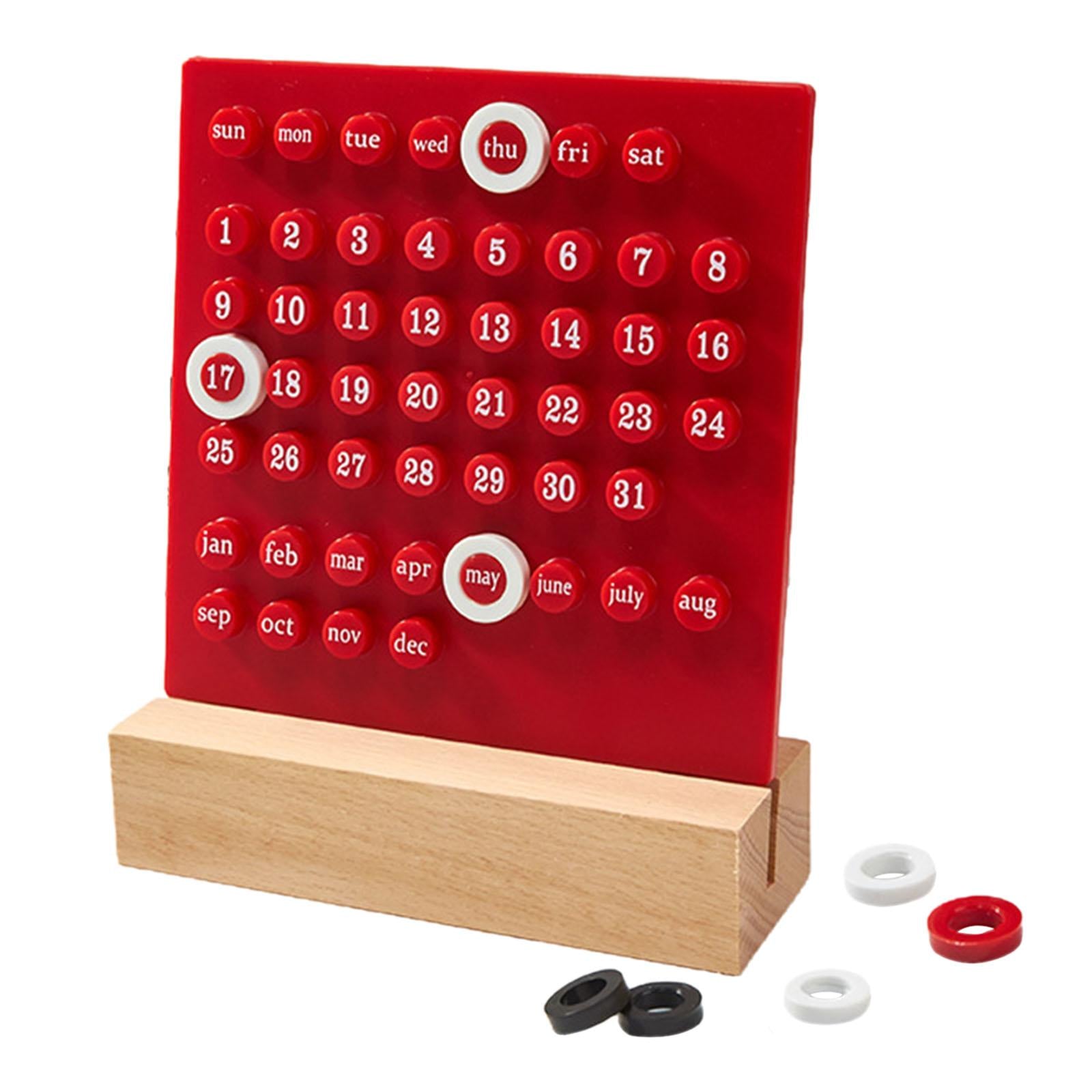 Desk Calendar Ornaments Educational Toy Desktop Date Planner Montessori Red