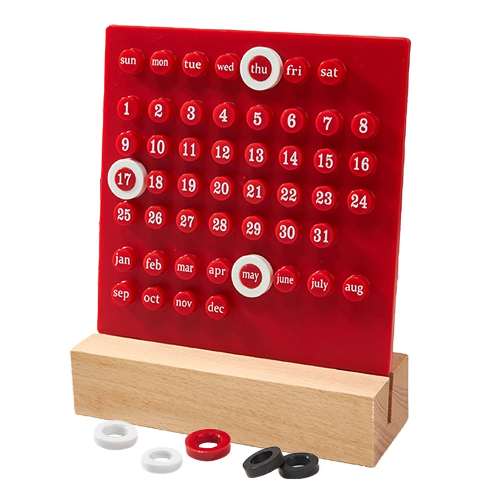 Desk Calendar Ornaments Educational Toy Desktop Date Planner Montessori Red