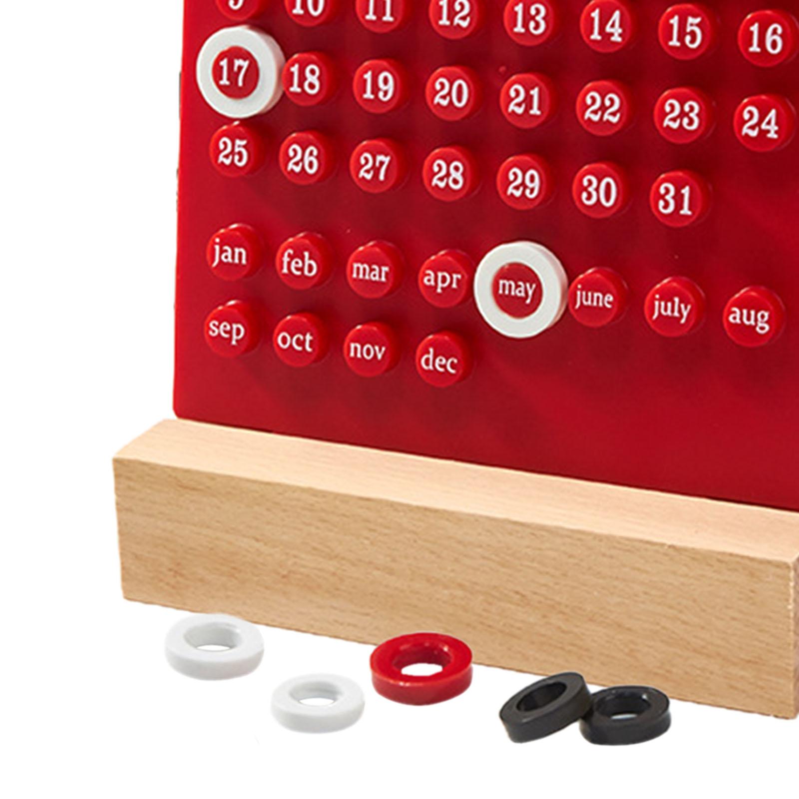 Desk Calendar Ornaments Educational Toy Desktop Date Planner Montessori Red