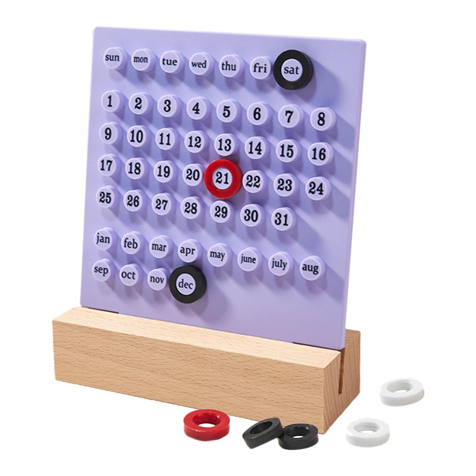 Desk Calendar Ornaments Educational Toy Desktop Date Planner Montessori Violet