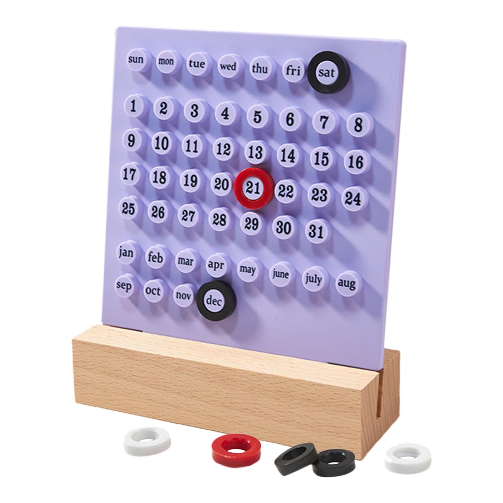 Desk Calendar Ornaments Educational Toy Desktop Date Planner Montessori Violet