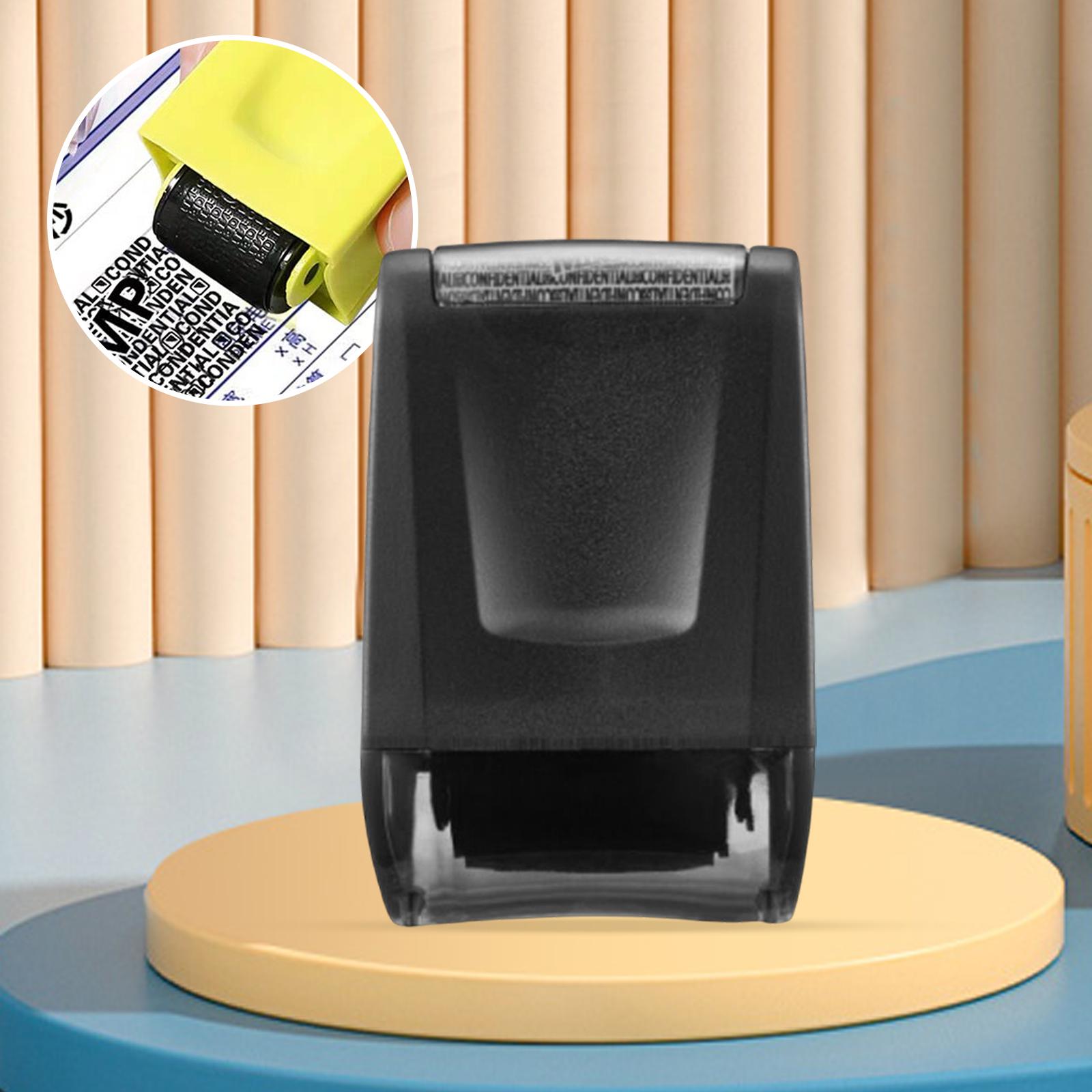 Identity Protection Roller Stamp Refillable Privacy Roller for Messy Code Black
