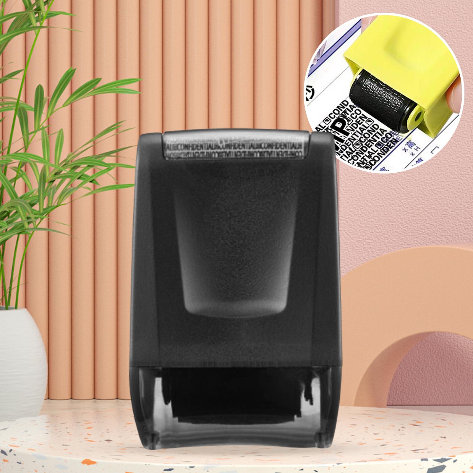 Identity Protection Roller Stamp Refillable Privacy Roller for Messy Code Black