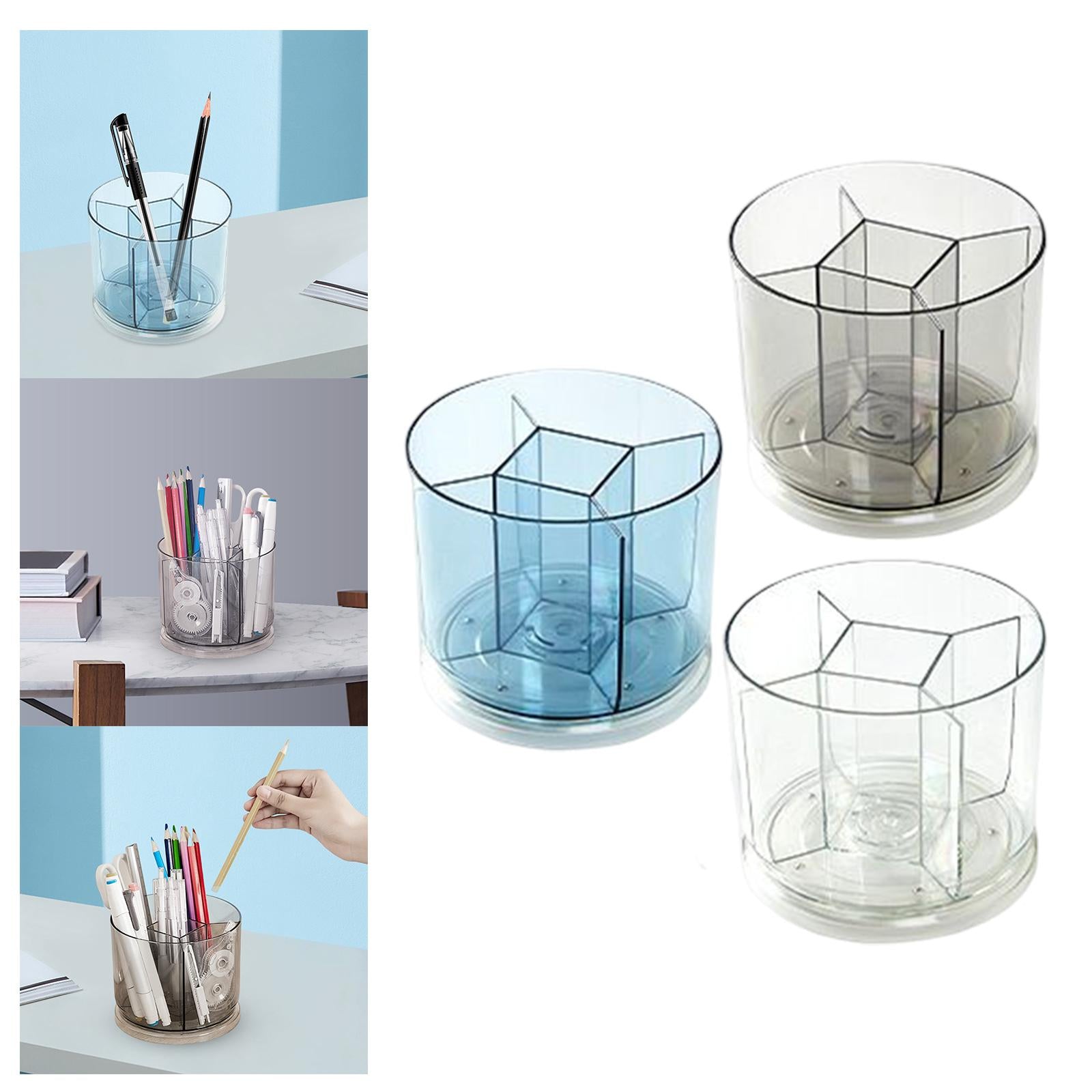 Makeup Brushes Holder Container Storage Box for Office Countertop Eyeliners Blue