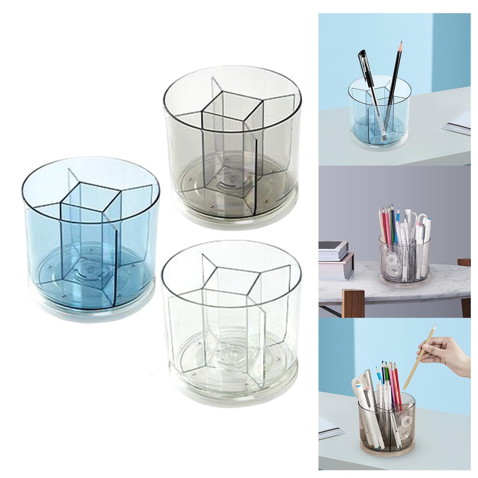 Makeup Brushes Holder Container Storage Box for Office Countertop Eyeliners Blue