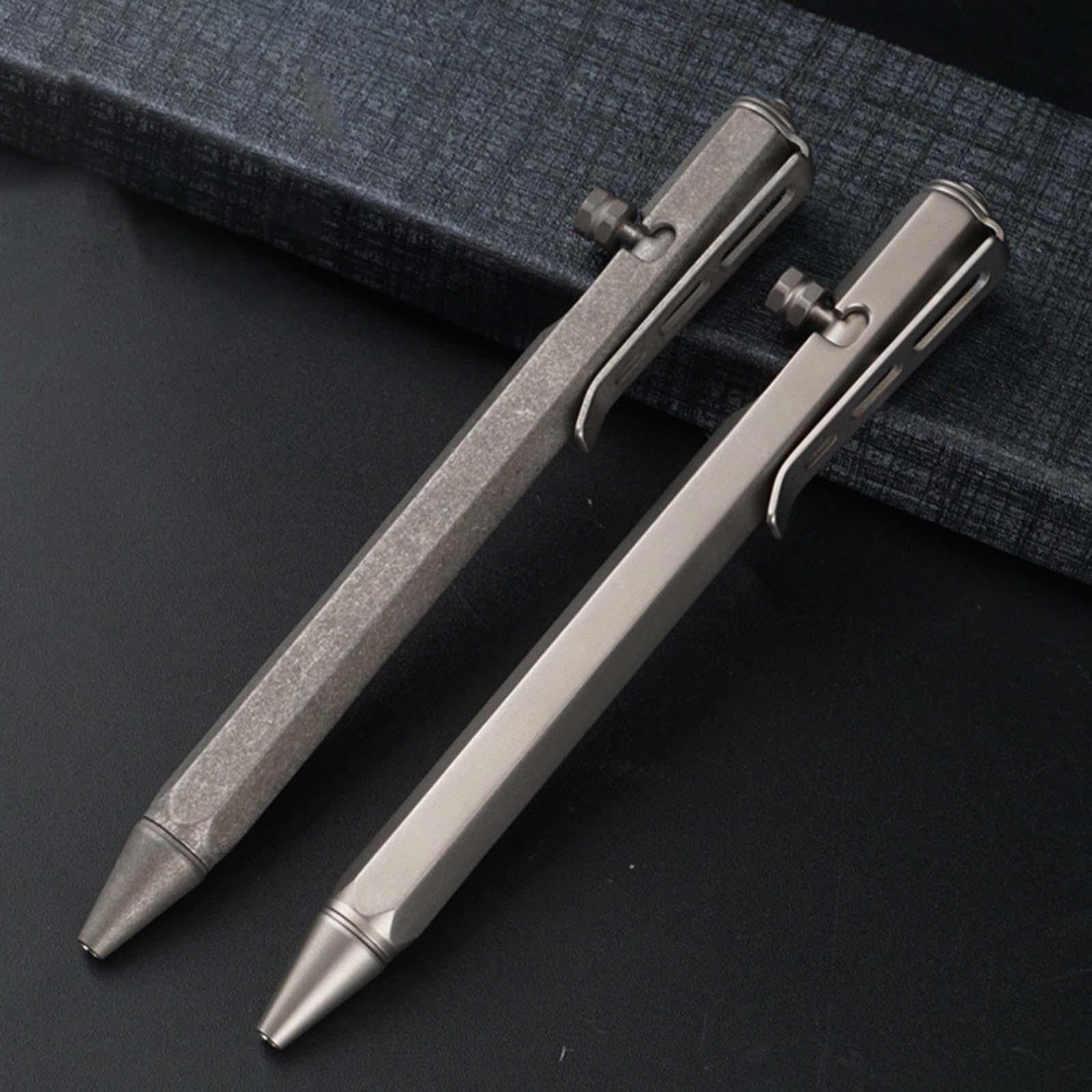 Ballpoint Pen Titanium Alloy Portable EDC Pen Black Ink for Executive School Grey