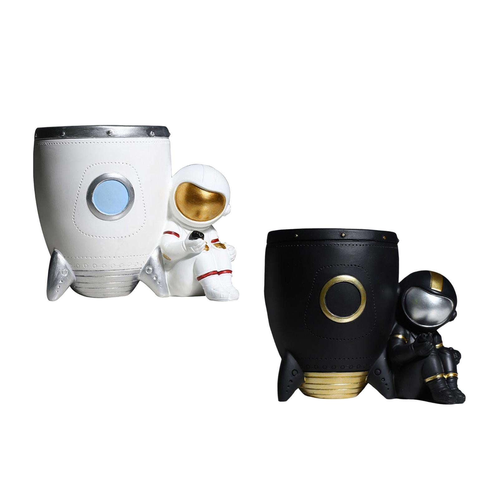 Nordic Astronaut Pen Pencil Holder Pen Cup Durable Resin for Home Office white