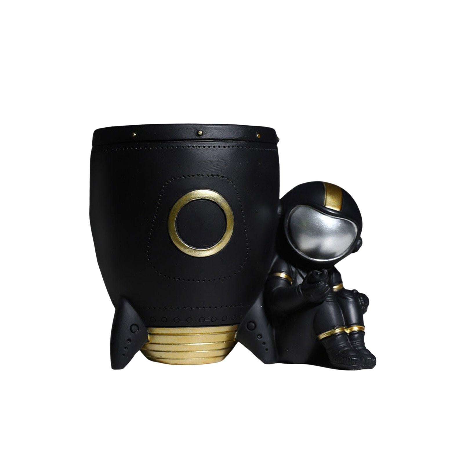 Nordic Astronaut Pen Pencil Holder Pen Cup Durable Resin for Home Office black