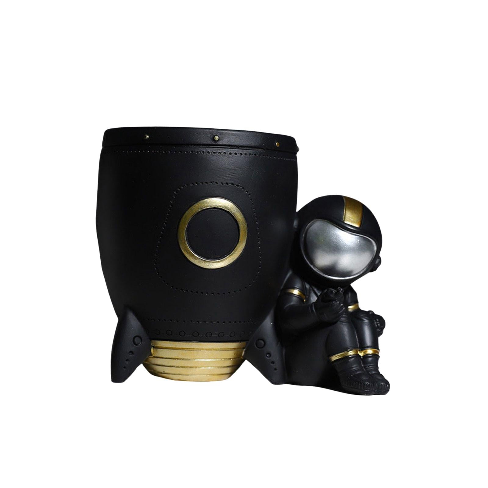 Nordic Astronaut Pen Pencil Holder Pen Cup Durable Resin for Home Office black
