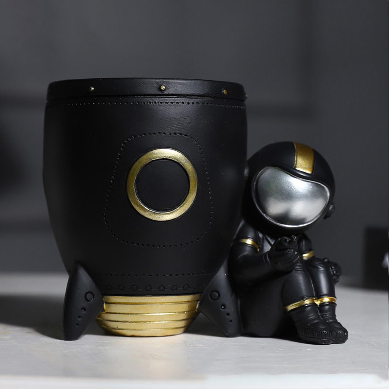 Nordic Astronaut Pen Pencil Holder Pen Cup Durable Resin for Home Office black