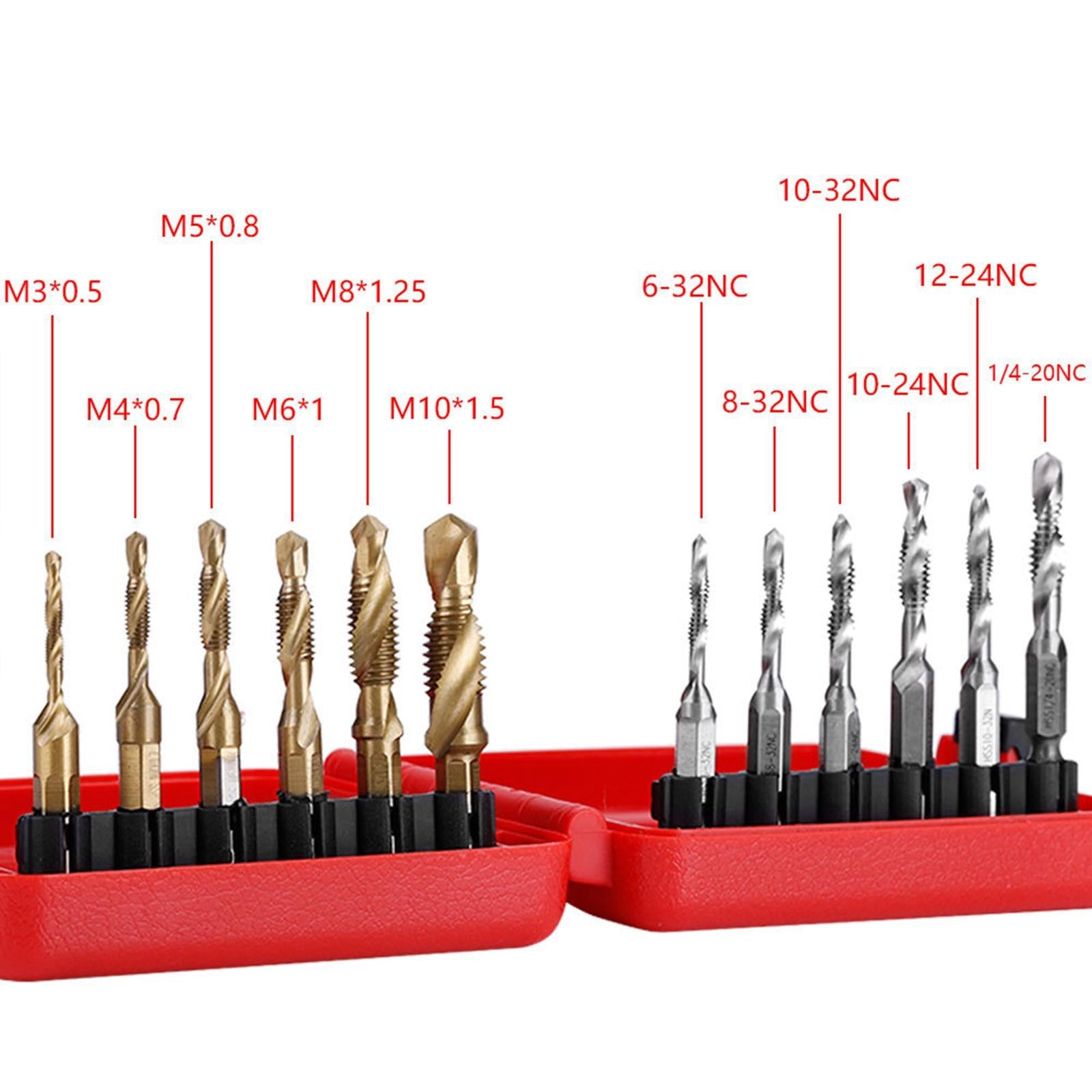 12 Pieces Tap drills bits Metric inch hexes shanks Hand Tools for Deburring