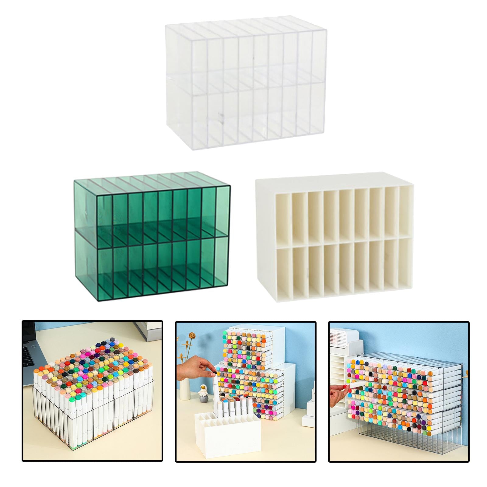 Multifunctional Marker Holder 18 Compartments for Vanity Countertop Bedroom Clear