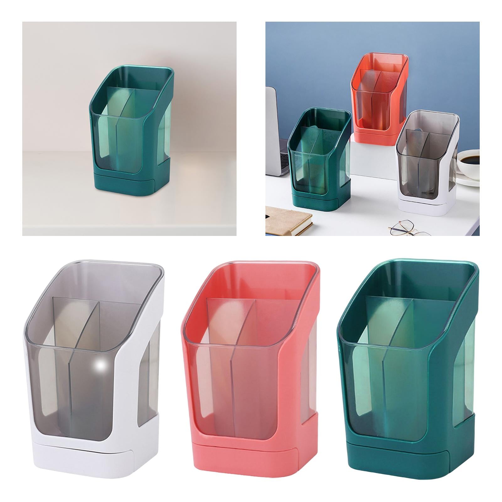 Desktop Organizer Divider Cosmetic Tools Holder Cup for Home Desk Vanity White