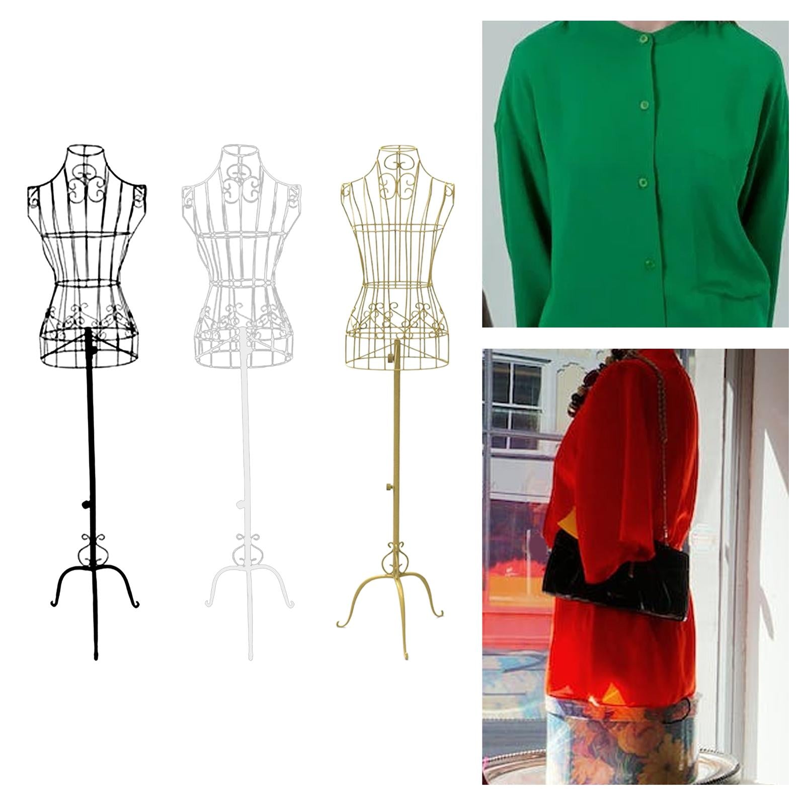 Iron Female Mannequin Manikin Torso Upper Body for Tailor Display Clothes Black