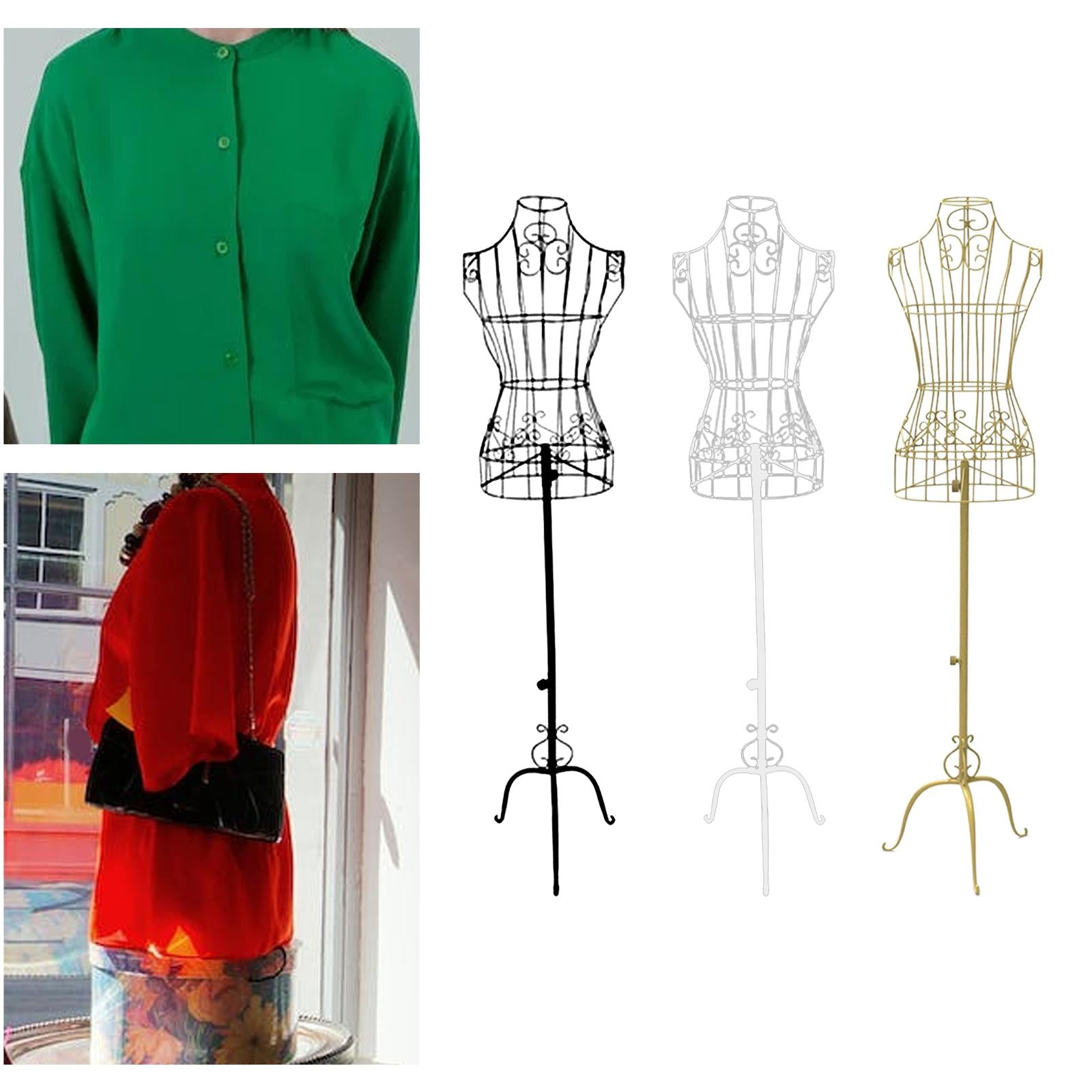 Iron Female Mannequin Manikin Torso Upper Body for Tailor Display Clothes Black