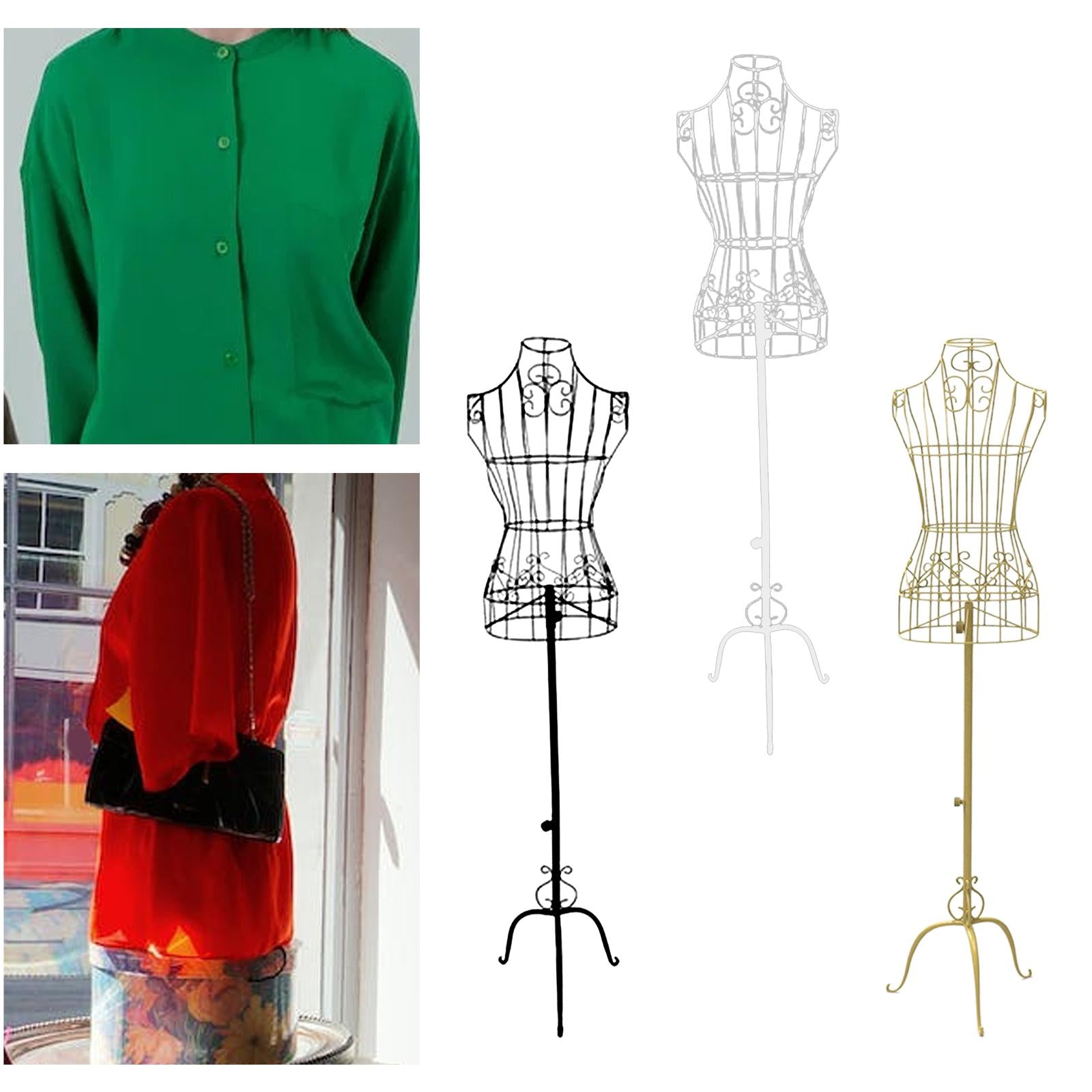 Iron Female Mannequin Manikin Torso Upper Body for Tailor Display Clothes Black