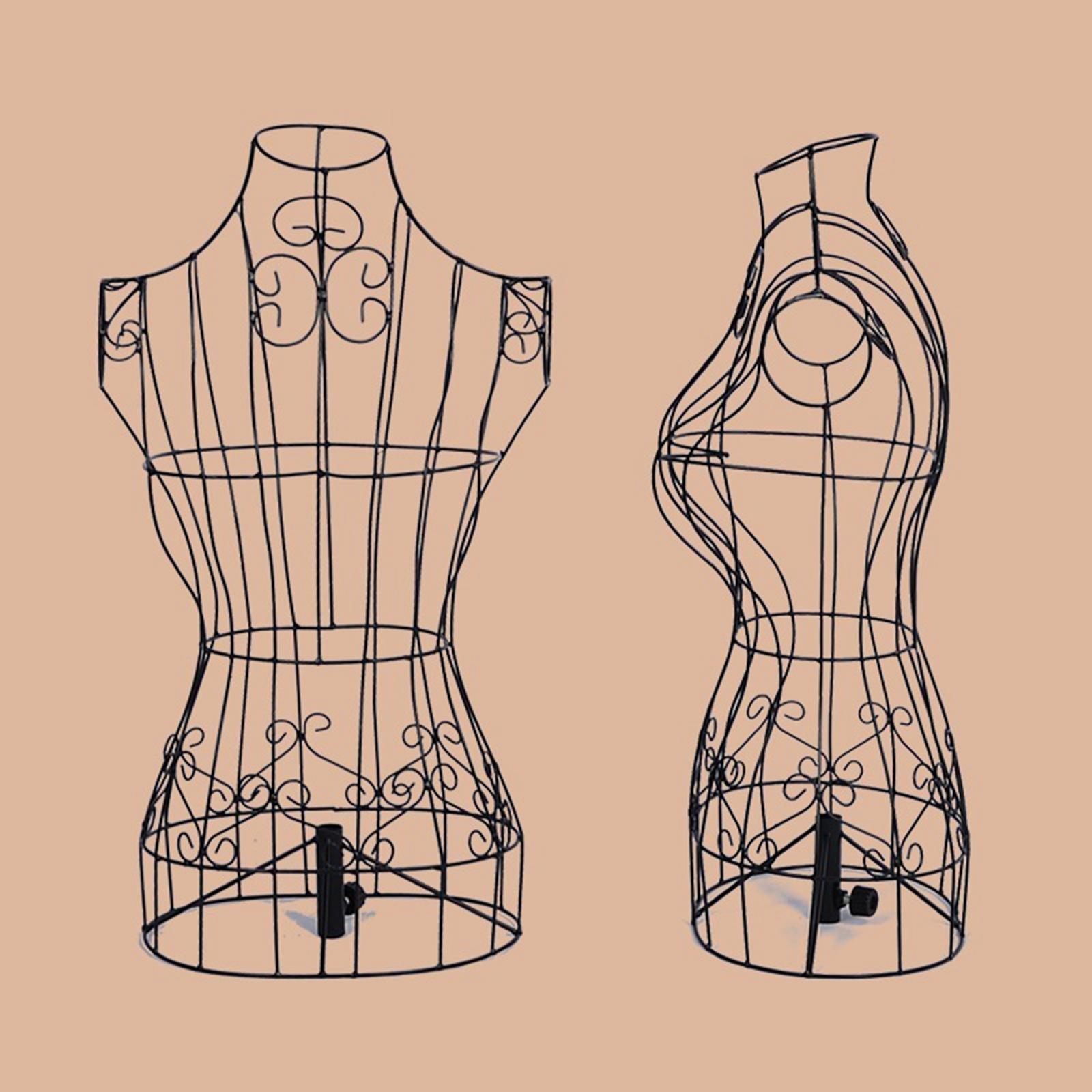 Iron Female Mannequin Manikin Torso Upper Body for Tailor Display Clothes Black