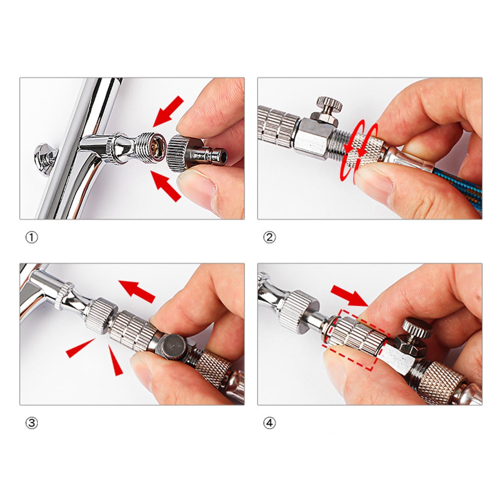 Coupling Adapter Airbrush Quick Connecter Professional for Fitting Connector Adjustable Argent
