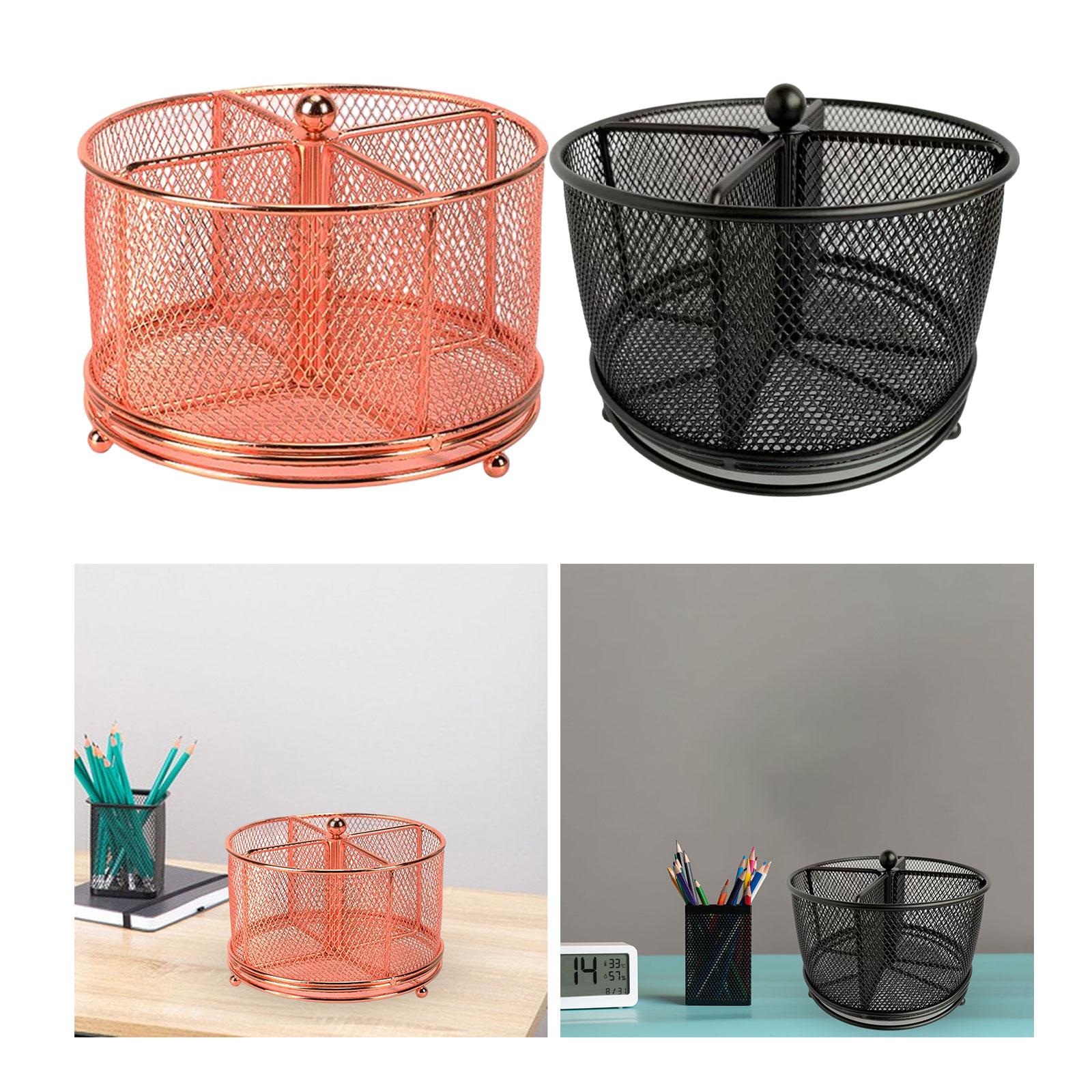 Desk Organizer Storage Box 360 Degrees Rotating Pencil Holder for Office Pink