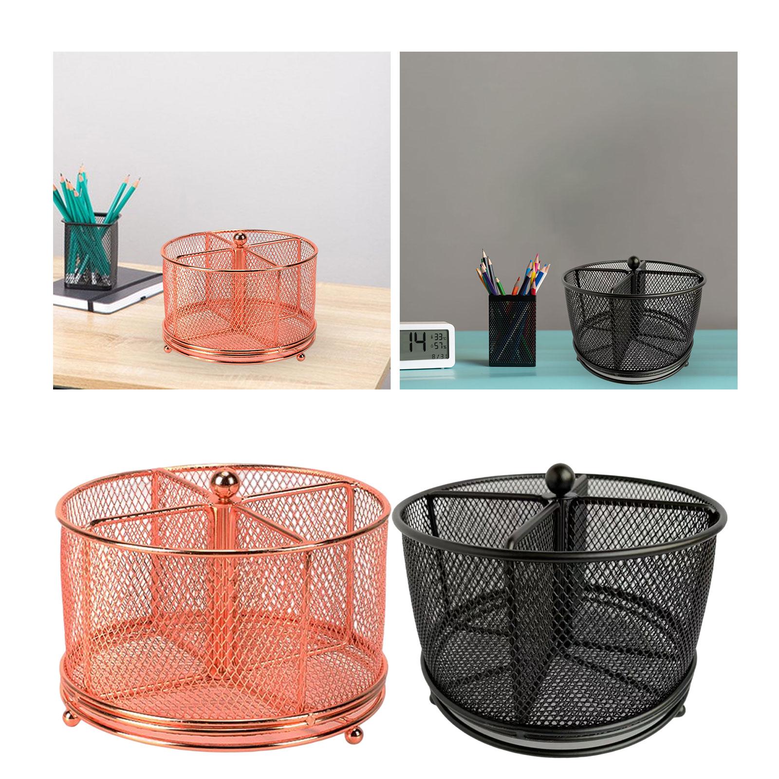 Desk Organizer Storage Box 360 Degrees Rotating Pencil Holder for Office Pink