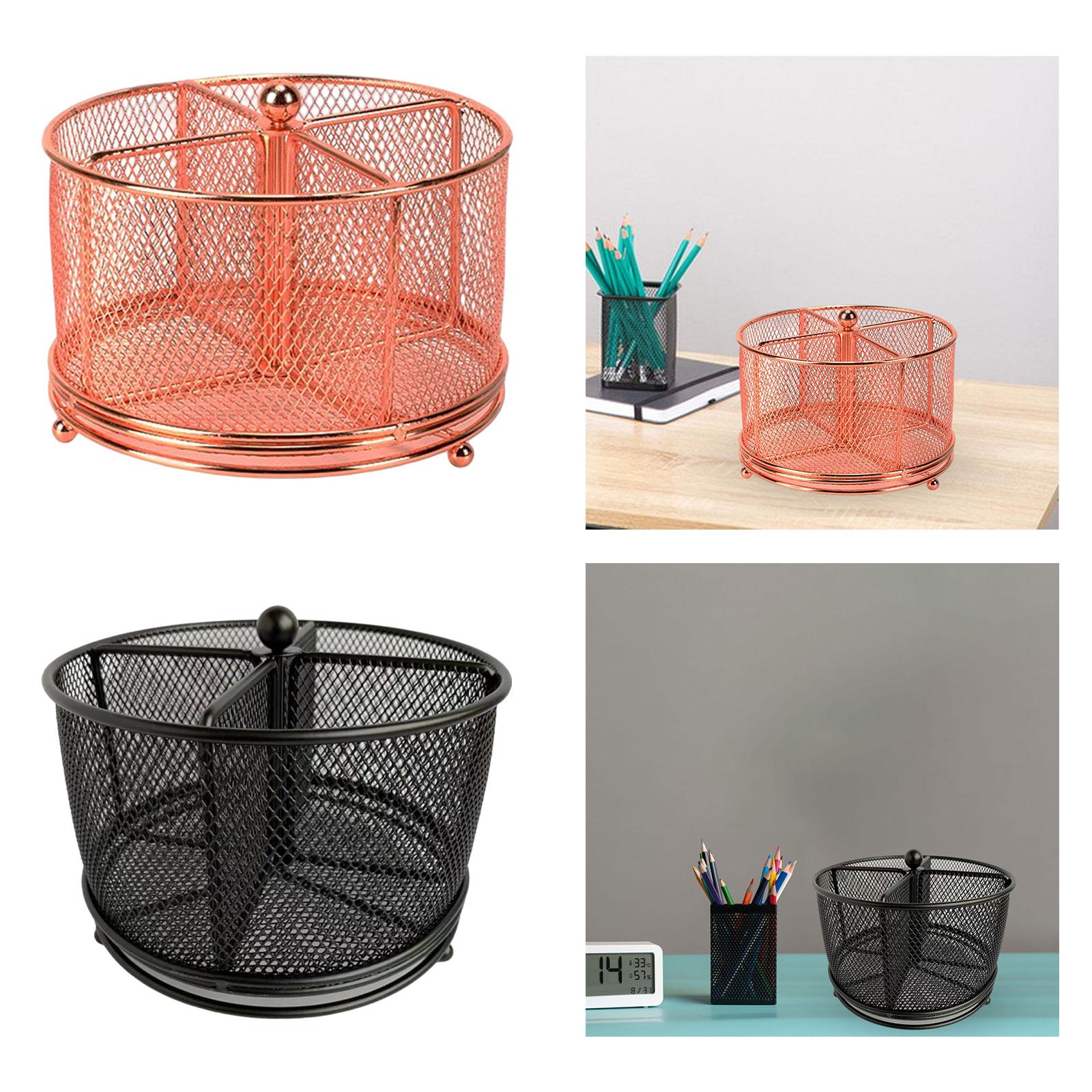 Desk Organizer Storage Box 360 Degrees Rotating Pencil Holder for Office Pink